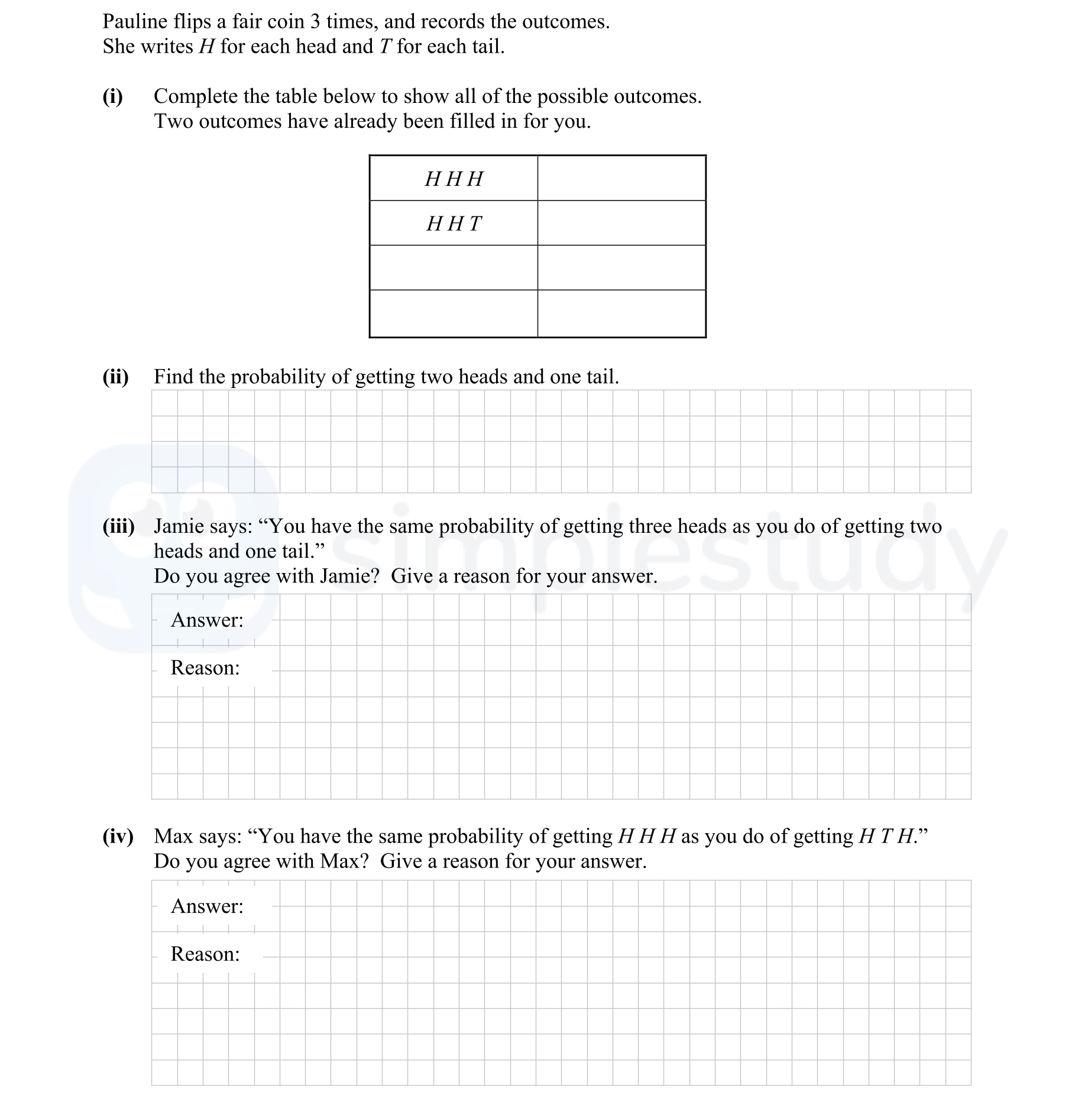 Pauline-flips-a-fair-coin-3-times,-and-records-the-outcomes-Junior Cycle Mathematics-Question 1-2014.png