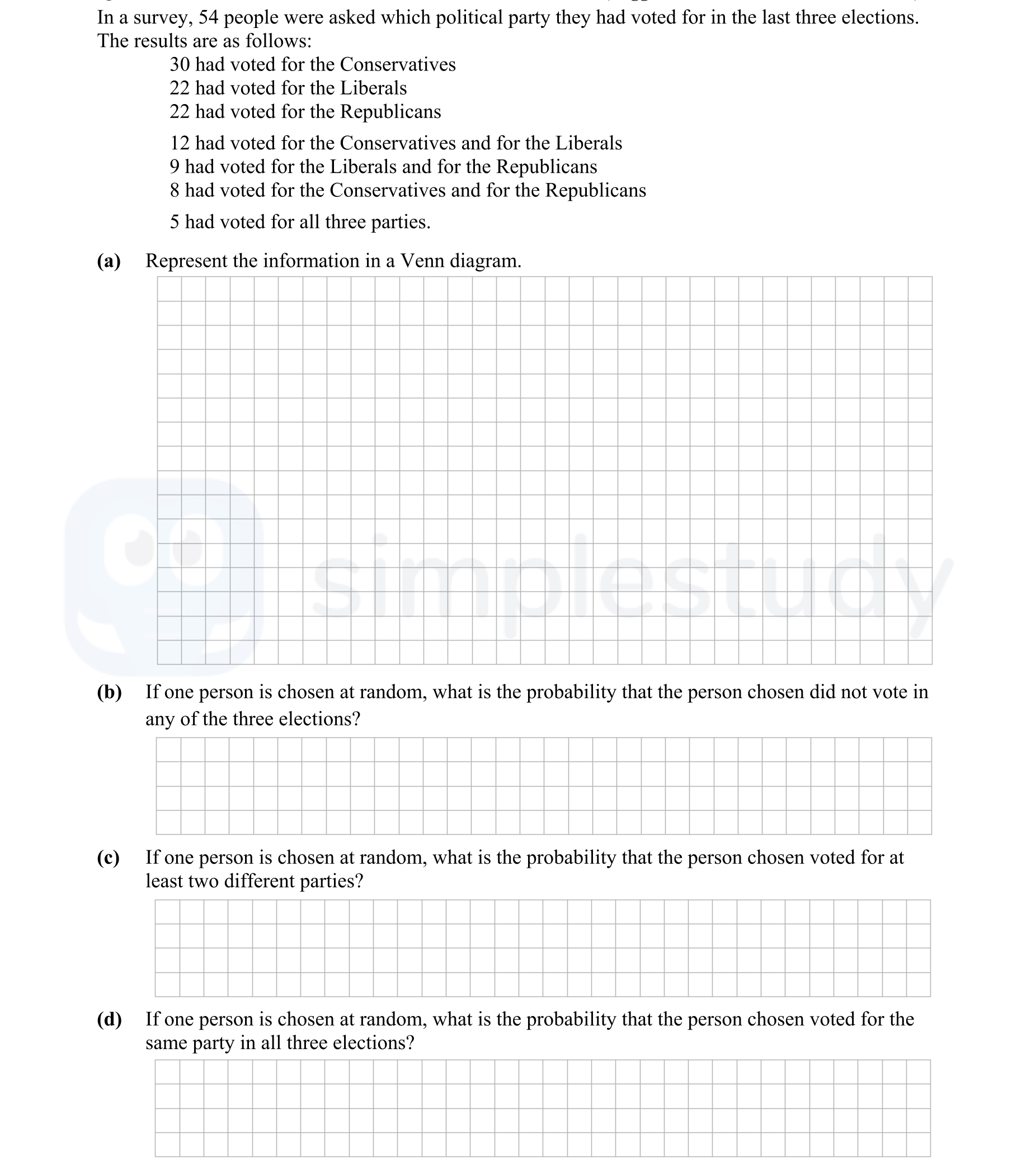 In-a-survey,-54-people-were-asked-which-political-party-they-had-voted-for-in-the-last-three-elections-Junior Cycle Mathematics-Question Question-2013.png