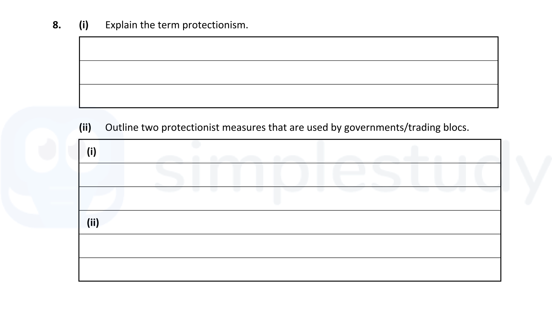 (i)-Explain-the-term-protectionism-Leaving Cert Business-Question 8-2022.png