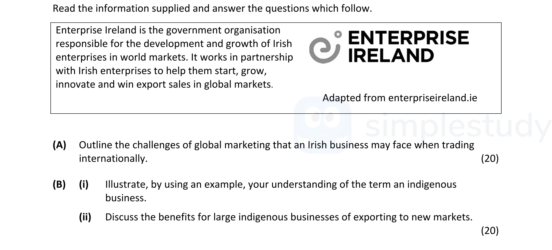 Enterprise-Ireland-is-the-government-organisation-responsible-for-the-development-and-growth-of-Irish-enterprises-in-world-markets-Leaving Cert Business-Question 3-2022.png