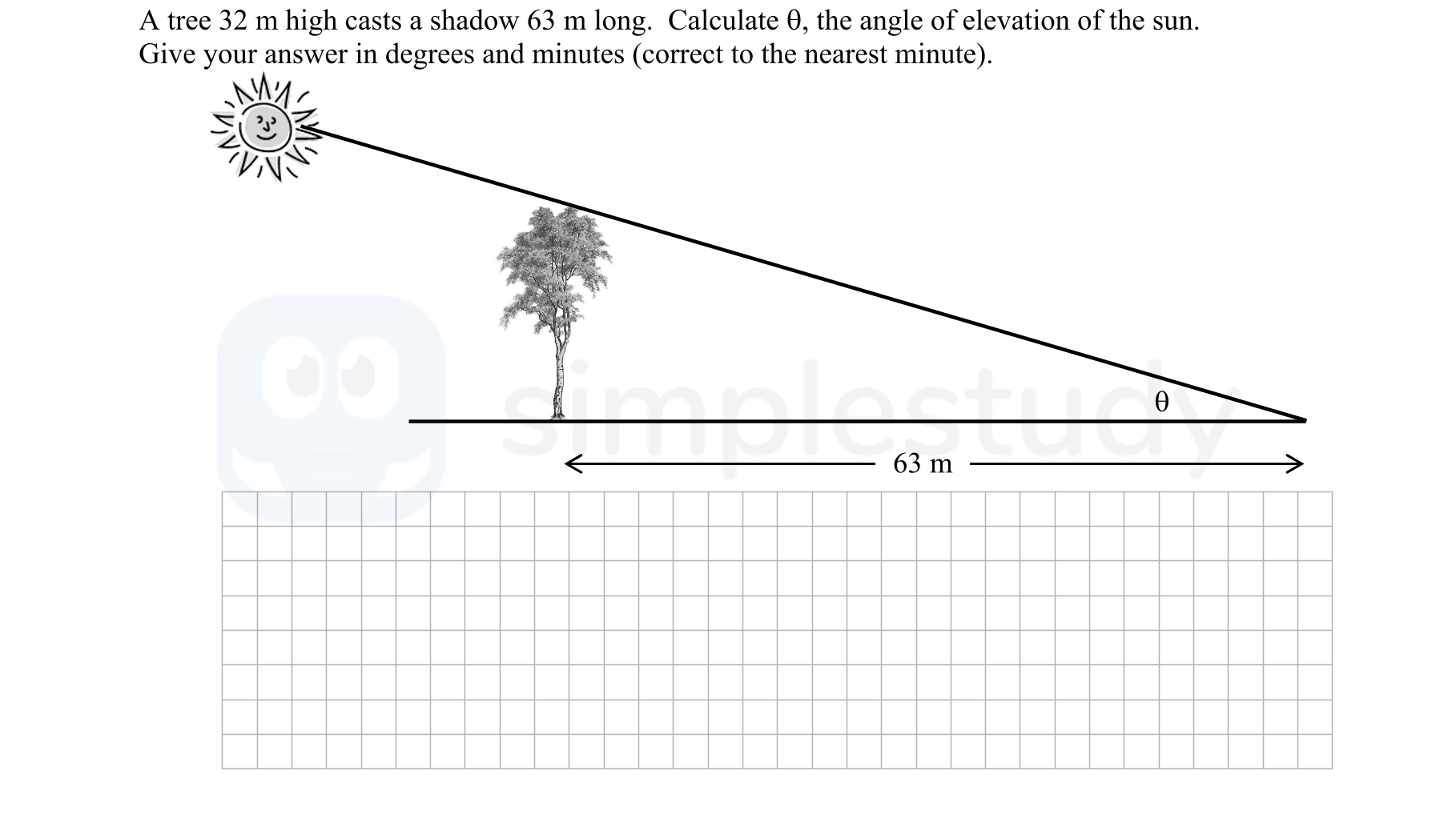 A-tree-32-m-high-casts-a-shadow-63-m-long-Junior Cycle Mathematics-Question Question 1-2013.png