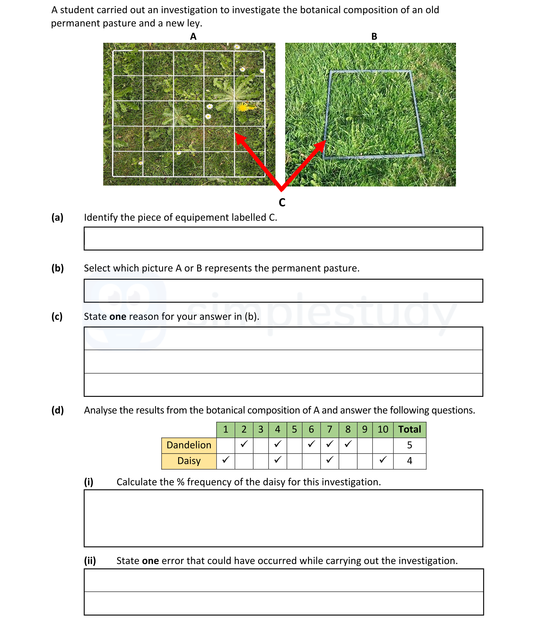 A-student-carried-out-an-investigation-to-investigate-the-botanical-composition-of-an-old-permanent-pasture-and-a-new-ley-Leaving Cert Agricultural Science-Question Question 1-2020.png