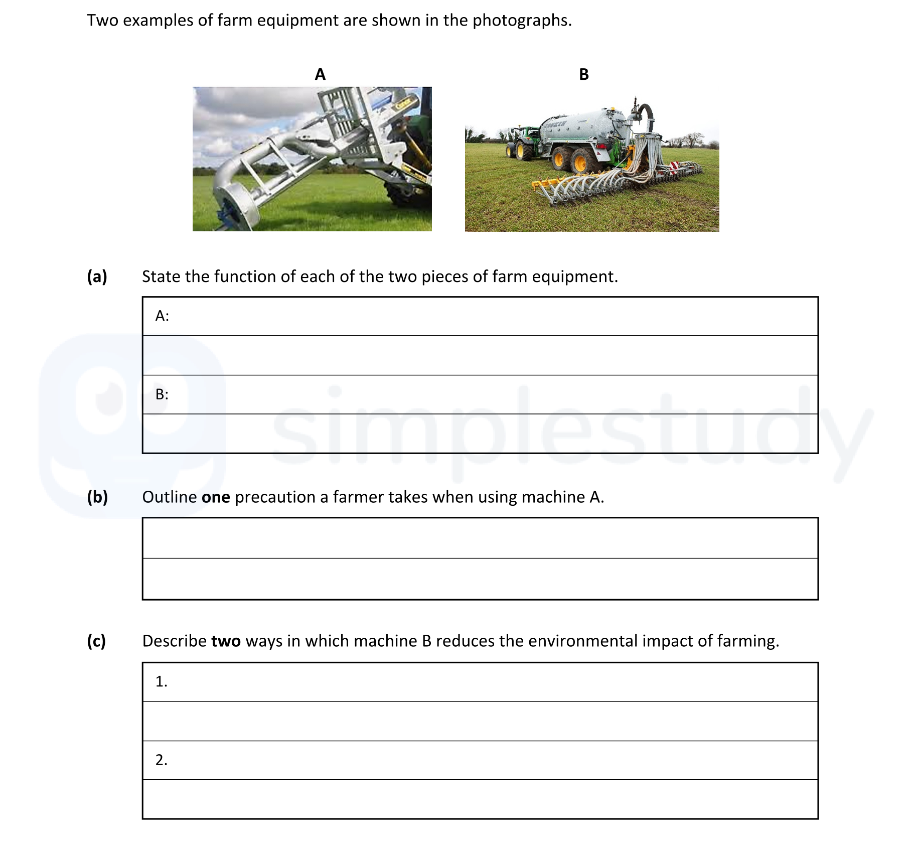 Two-examples-of-farm-equipment-are-shown-in-the-photographs-Leaving Cert Agricultural Science-Question Question 1-2020.png