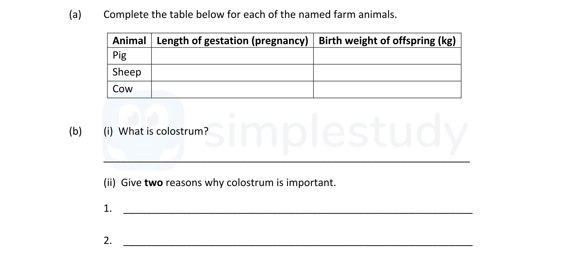 Complete-the-table-below-for-each-of-the-named-farm-animals-Leaving Cert Agricultural Science-Question 2-2020.png