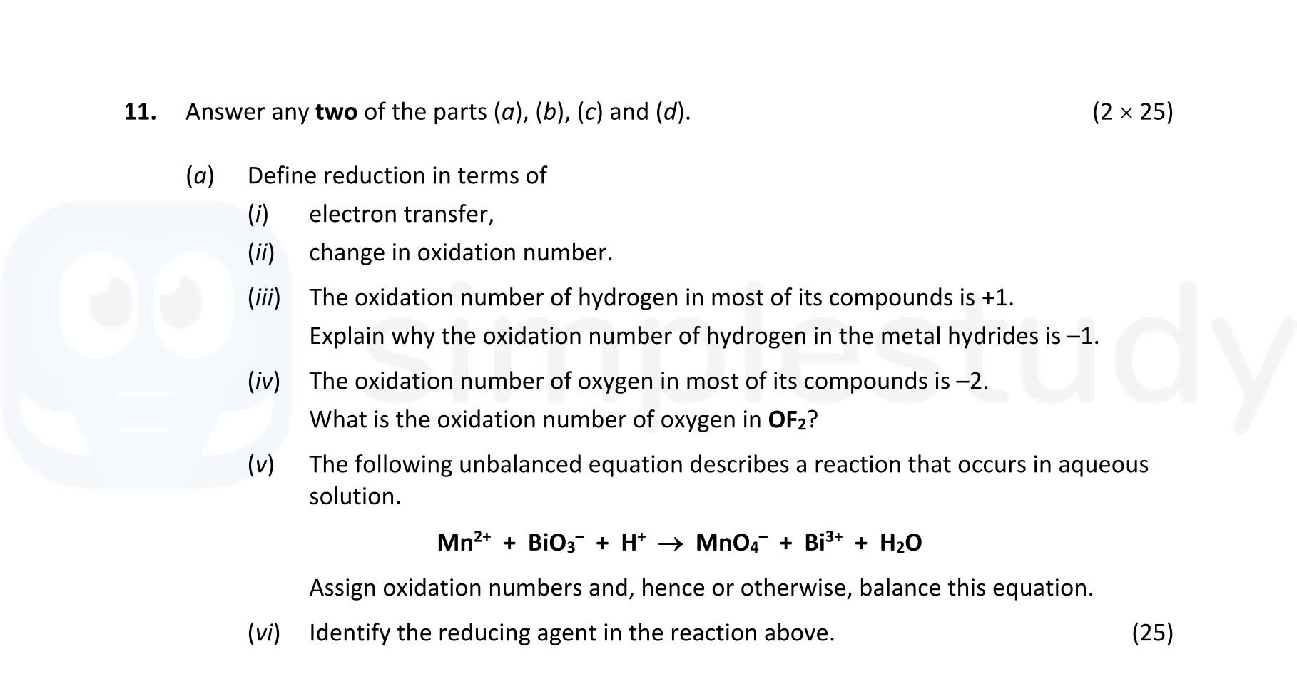 Define-reduction-in-terms-of--(i)-electron-transfer,--(ii)-change-in-oxidation-number-Leaving Cert Chemistry-Question 11-2022.png