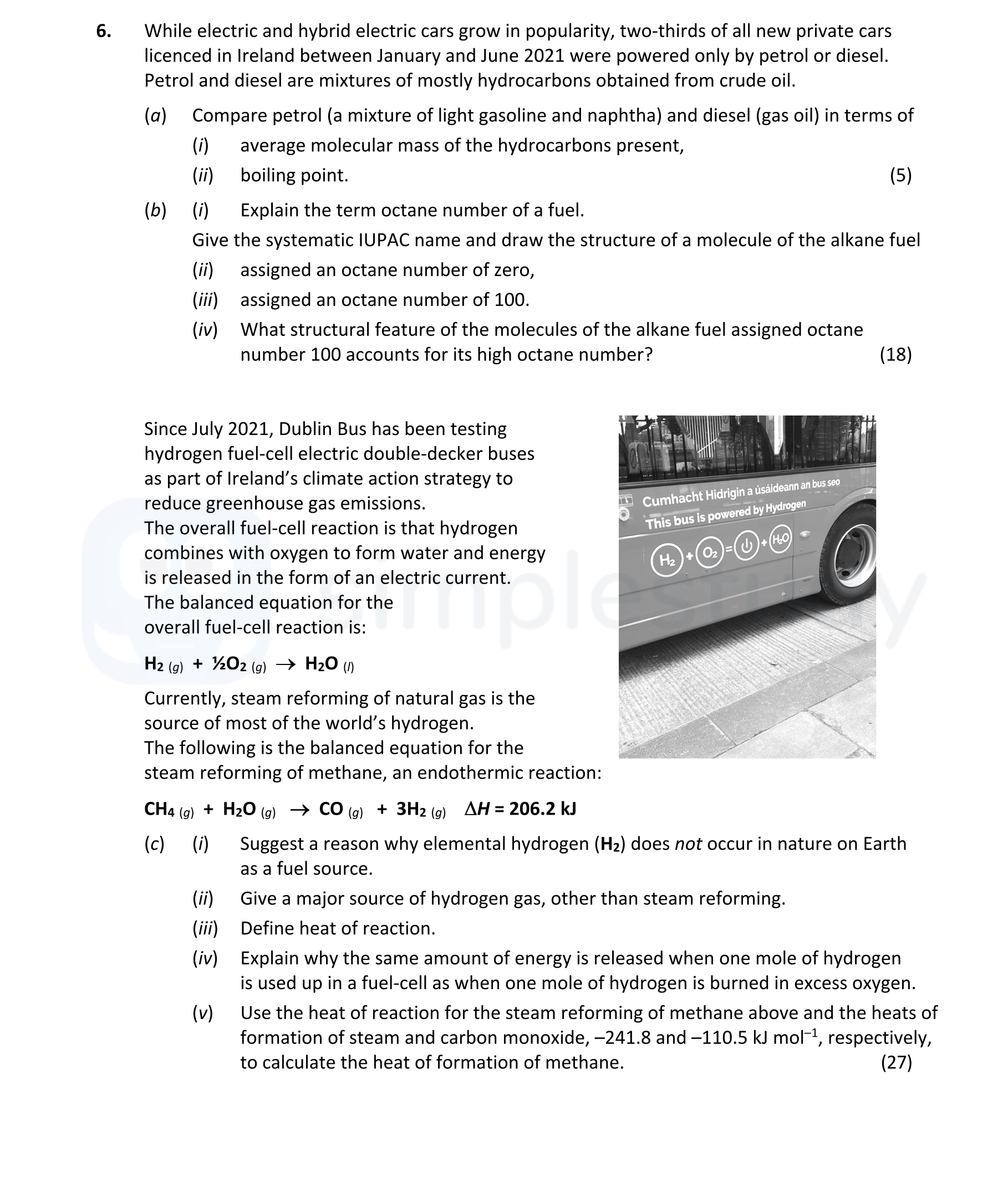 While-electric-and-hybrid-electric-cars-grow-in-popularity,-two-thirds-of-all-new-private-cars-licensed-in-Ireland-between-January-and-June-2021-were-powered-only-by-petrol-or-diesel-Leaving Cert Chemistry-Question 6-2022.png