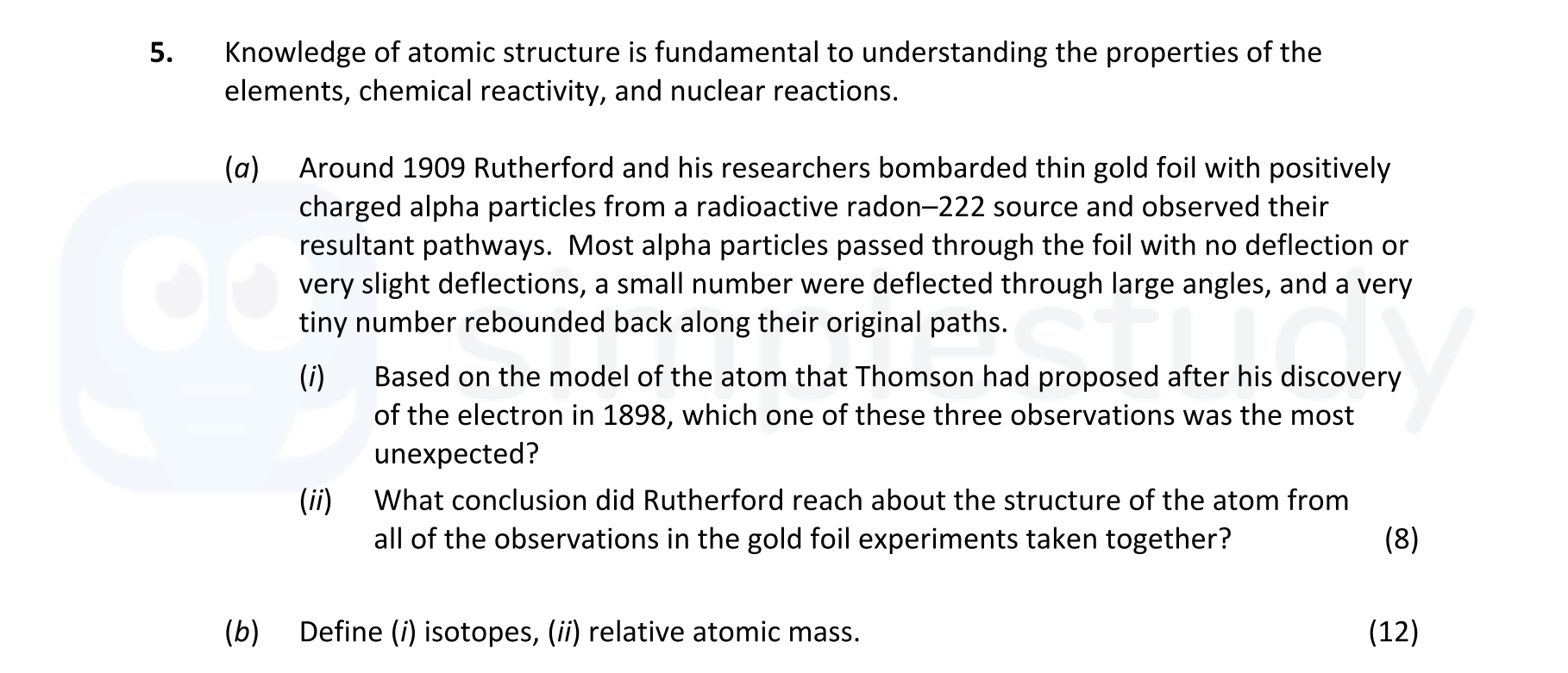 Knowledge-of-atomic-structure-is-fundamental-to-understanding-the-properties-of-the-elements,-chemical-reactivity,-and-nuclear-reactions-Leaving Cert Chemistry-Question 5-2022.png