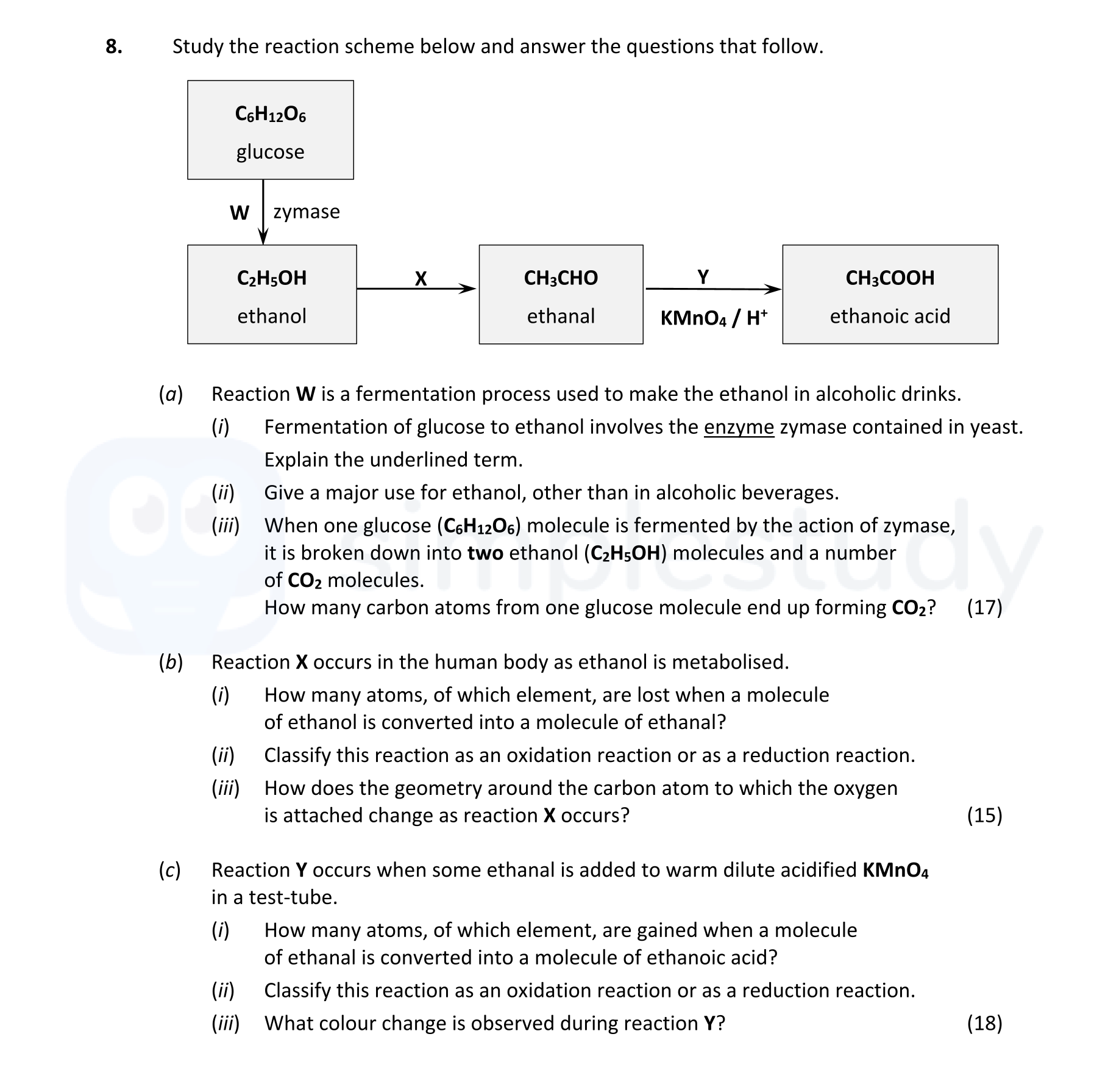 Study-the-reaction-scheme-below-and-answer-the-questions-that-follow-Leaving Cert Chemistry-Question 8-2022.png