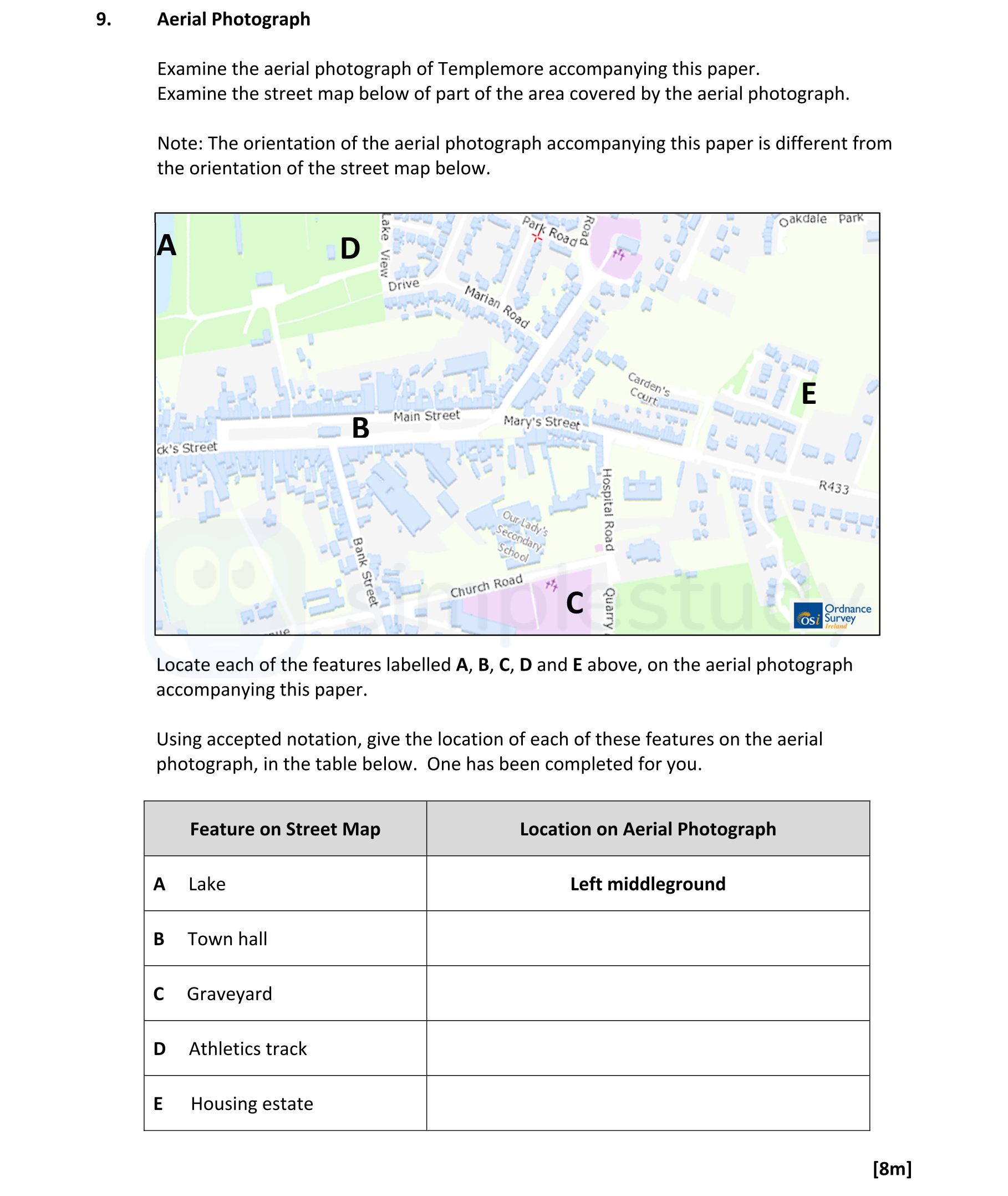 Aerial-Photograph--Examine-the-aerial-photograph-of-Templemore-accompanying-this-paper-Leaving Cert Geography-Question 9-2019.png