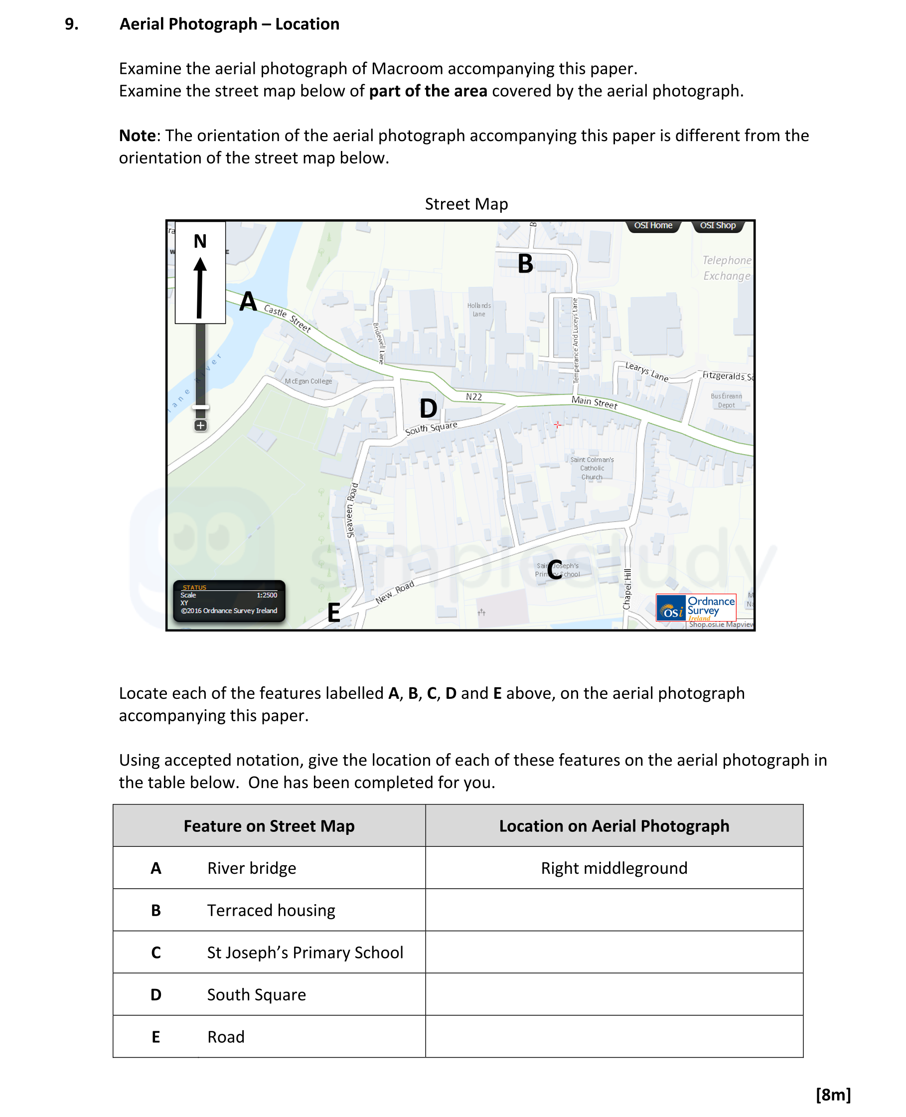 Aerial-Photograph-–-Location--Examine-the-aerial-photograph-of-Macroom-accompanying-this-paper-Leaving Cert Geography-Question 9-2017.png