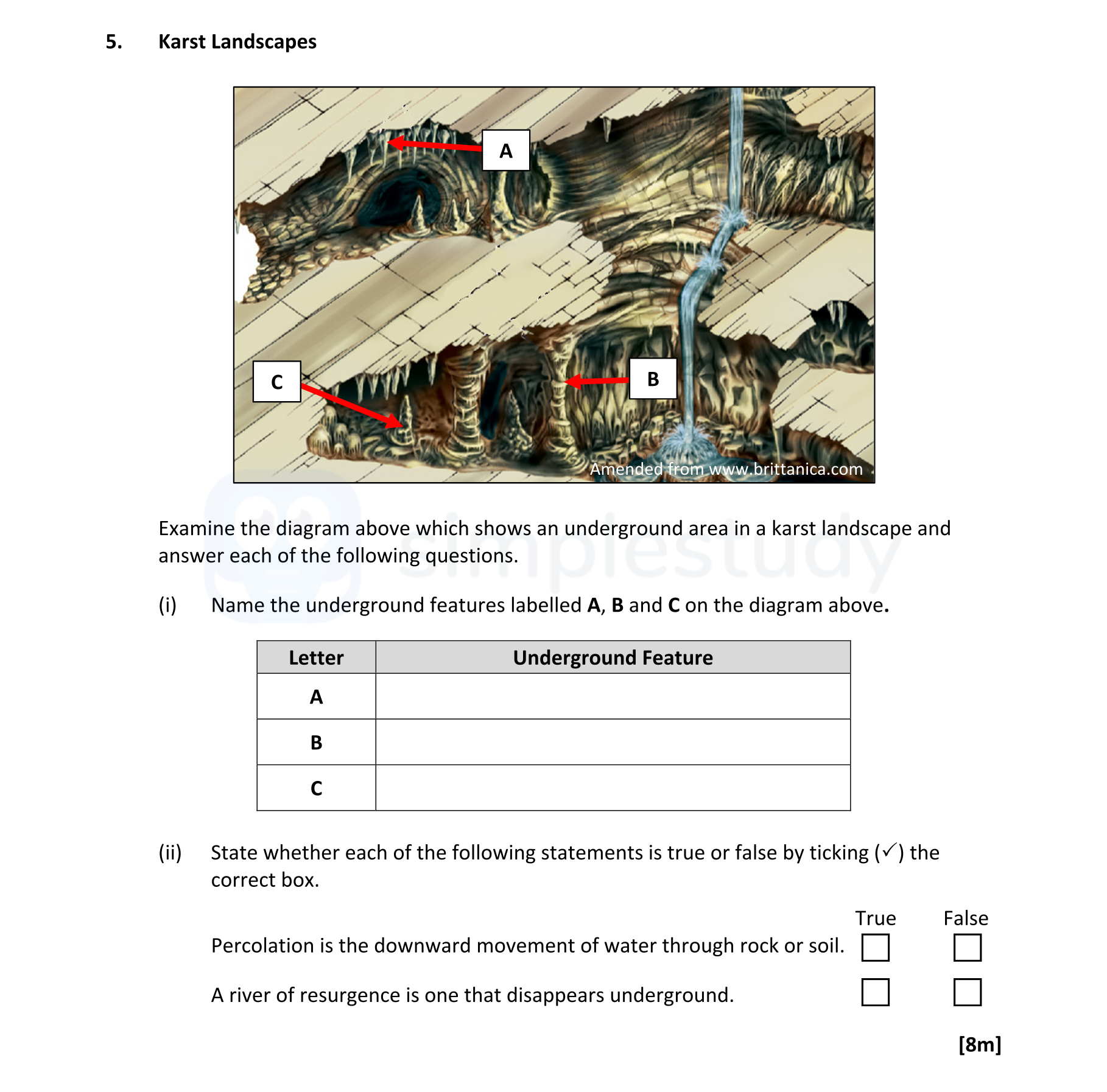Examine-the-diagram-above-which-shows-an-underground-area-in-a-karst-landscape-and-answer-each-of-the-following-questions-Leaving Cert Geography-Question 5-2022.png