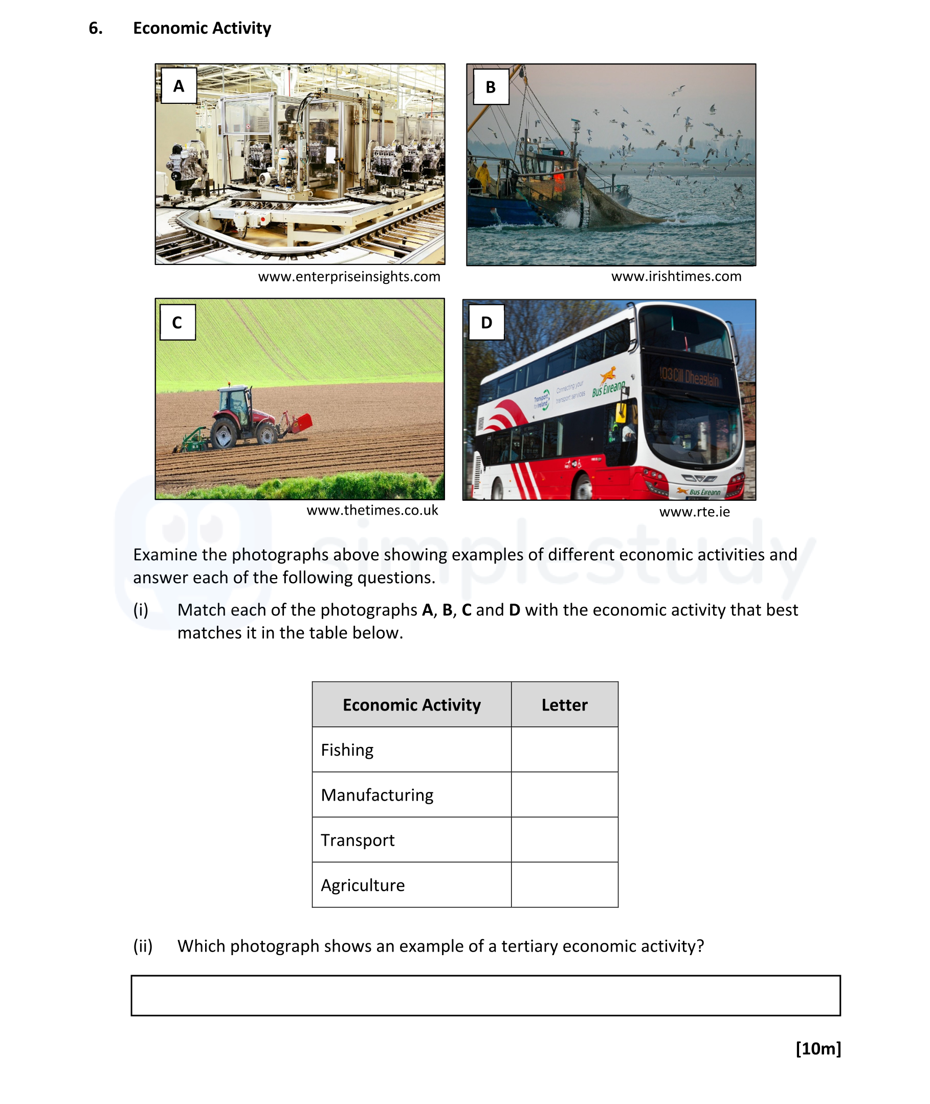 Examine-the-photographs-above-showing-examples-of-different-economic-activities-and-answer-each-of-the-following-questions-Leaving Cert Geography-Question 6-2022.png