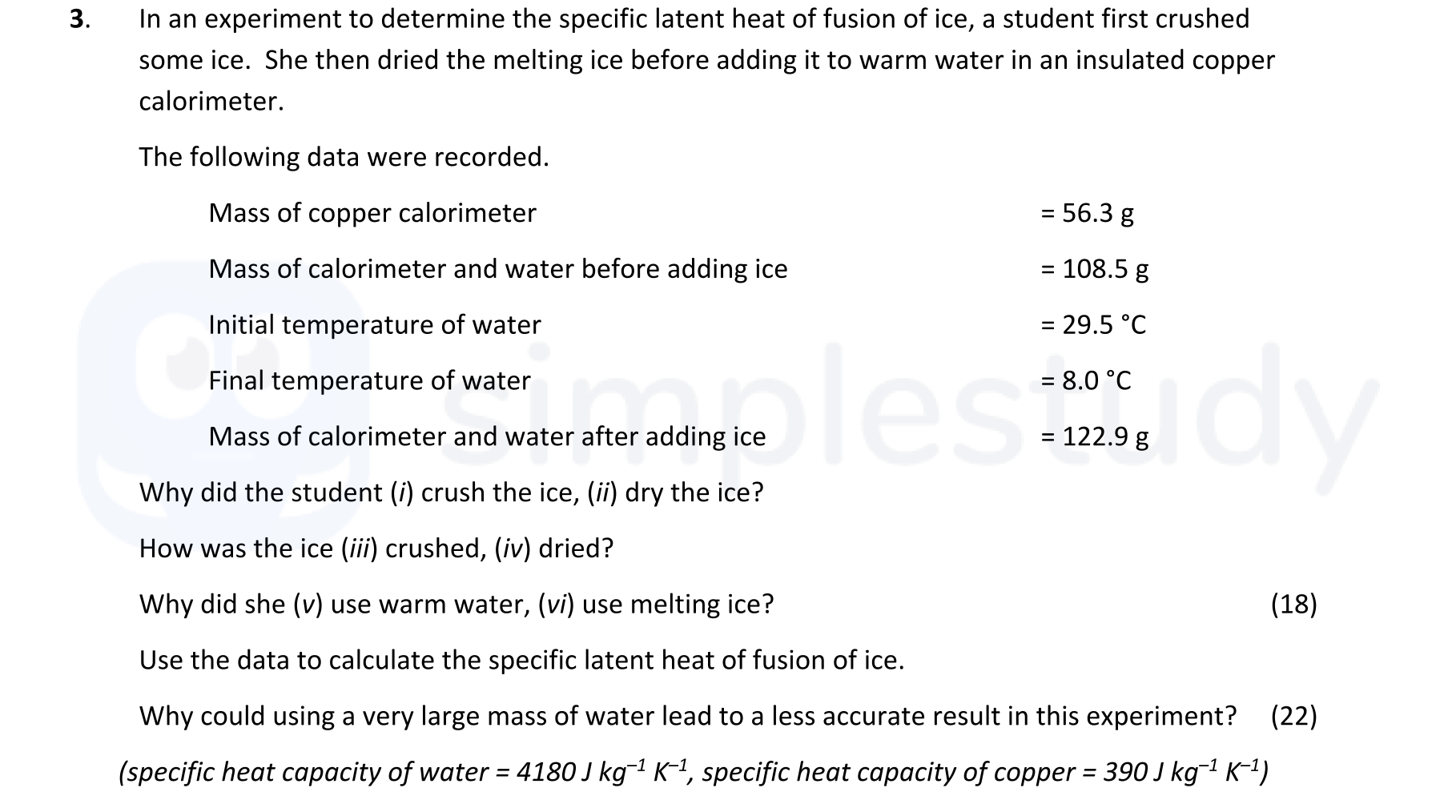 In-an-experiment-to-determine-the-specific-latent-heat-of-fusion-of-ice,-a-student-first-crushed-some-ice-Leaving Cert Physics-Question 3-2019.png
