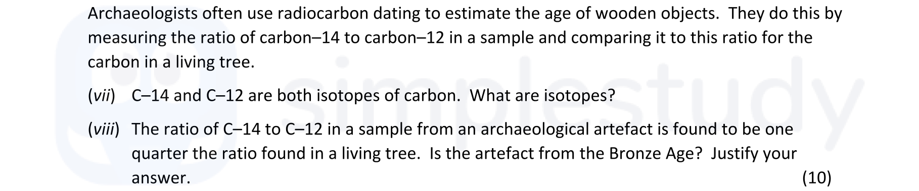 C–14-and-C–12-are-both-isotopes-of-carbon-Leaving Cert Physics-Question vii and viii-2022.png
