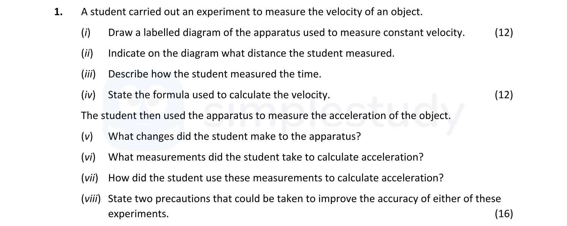 A-student-carried-out-an-experiment-to-measure-the-velocity-of-an-object-Leaving Cert Physics-Question 1-2022.png
