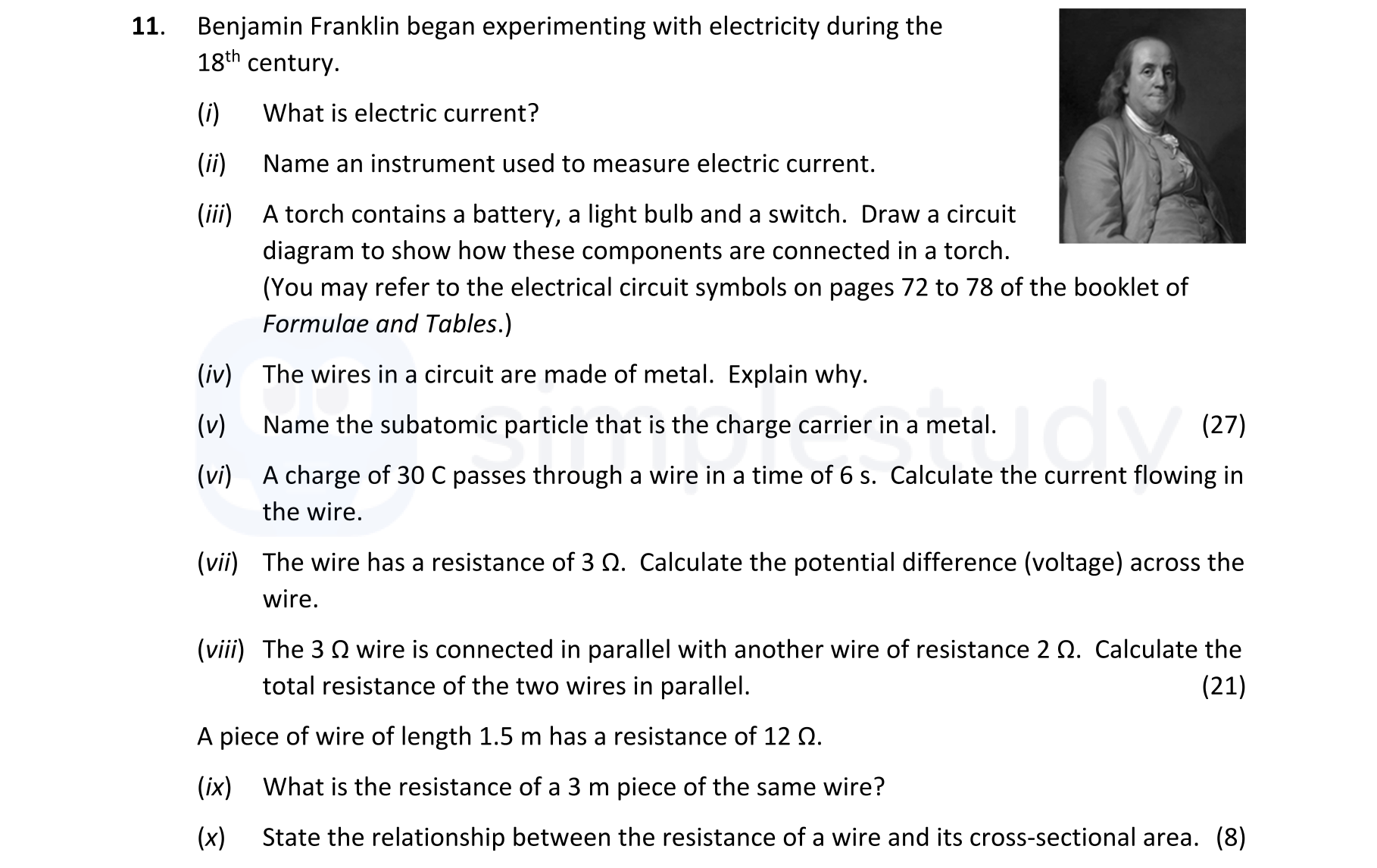 Benjamin-Franklin-began-experimenting-with-electricity-during-the-18th-century-Leaving Cert Physics-Question 11-2022.png
