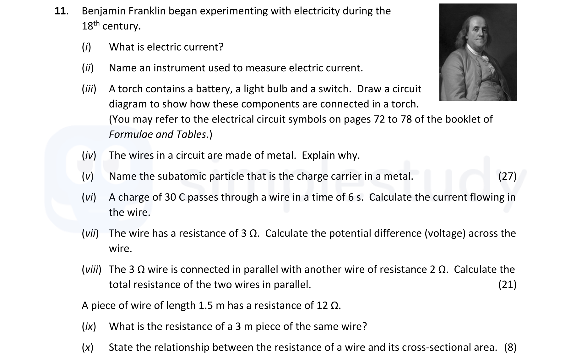 Benjamin-Franklin-began-experimenting-with-electricity-during-the-18th-century-Leaving Cert Physics-Question 11-2022.png