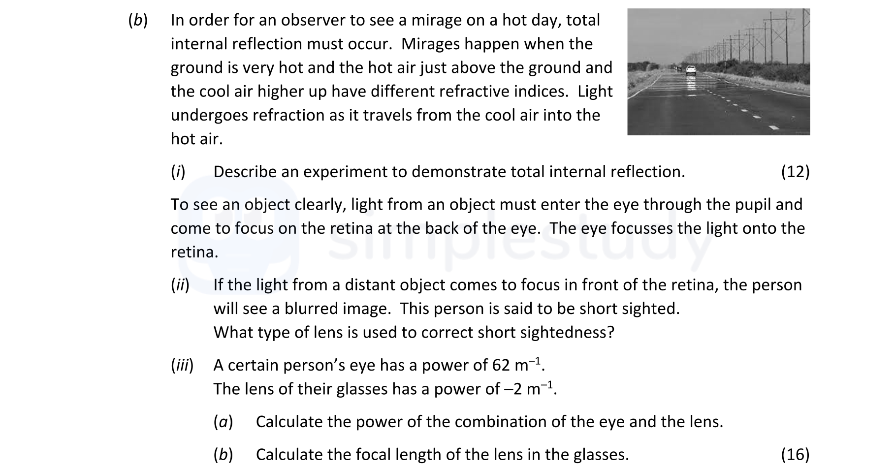 In-order-for-an-observer-to-see-a-mirage-on-a-hot-day,-total-internal-reflection-must-occur-Leaving Cert Physics-Question b-2022.png
