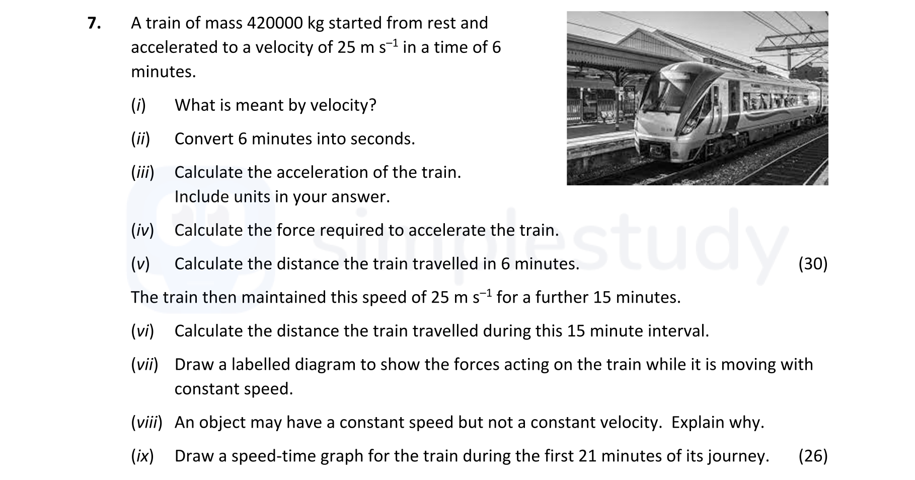 A-train-of-mass-420000-kg-started-from-rest-and-accelerated-to-a-velocity-of-25-m-s^-1-in-a-time-of-6-minutes-Leaving Cert Physics-Question 7-2022.png