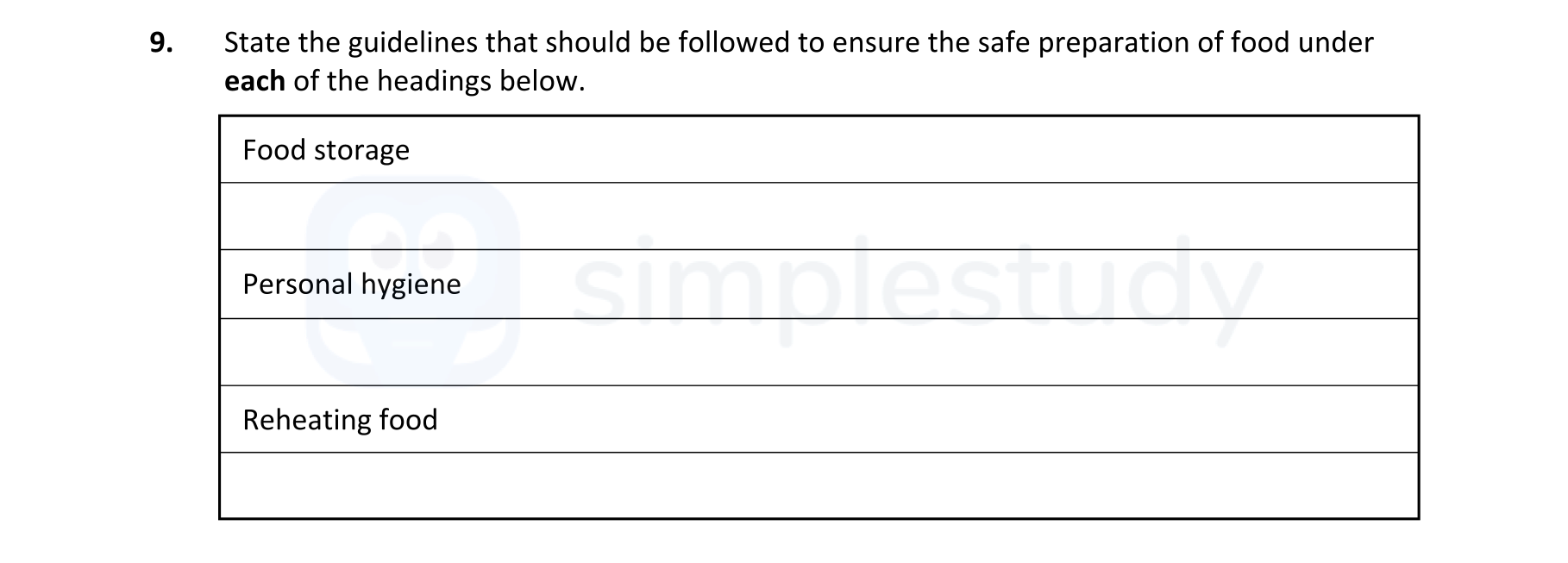 State-the-guidelines-that-should-be-followed-to-ensure-the-safe-preparation-of-food-under-each-of-the-headings-below-Leaving Cert Home Economics-Question 9-2022.png