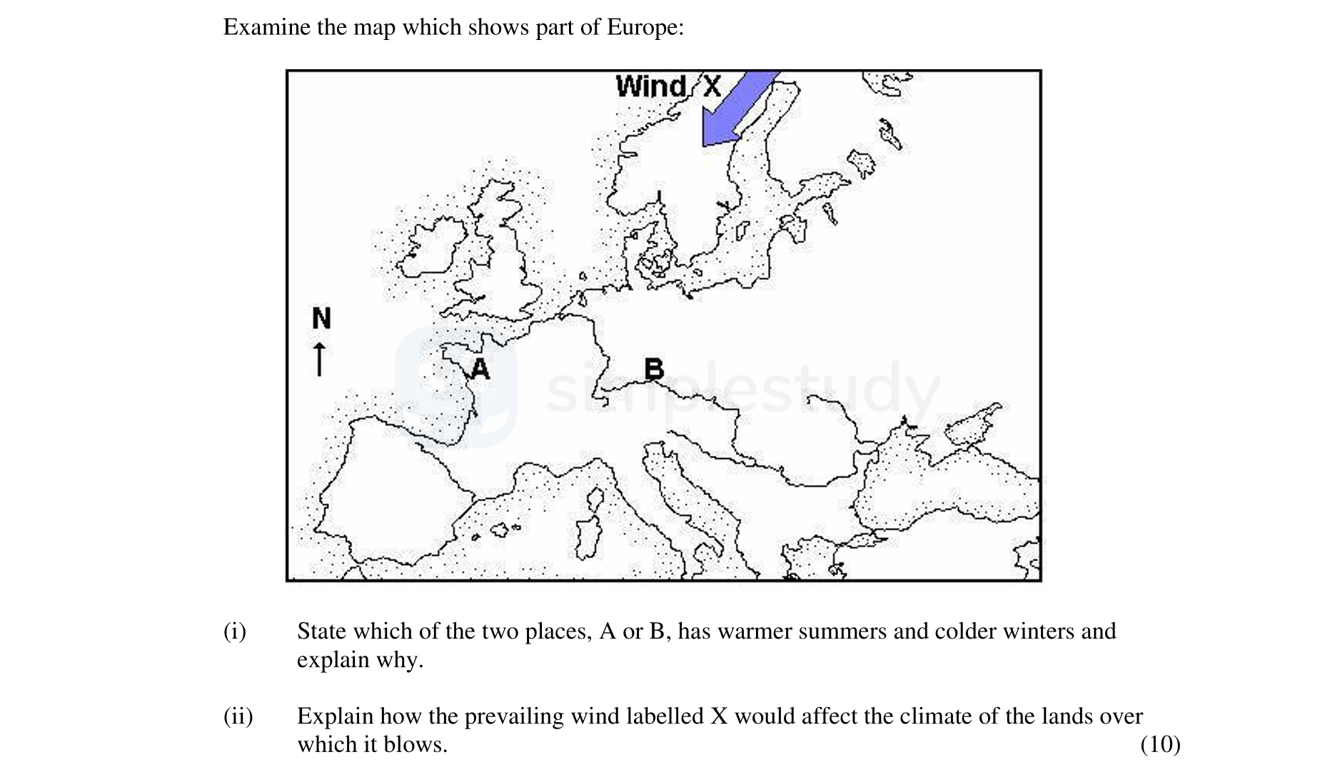 State-which-of-the-two-places,-A-or-B,-has-warmer-summers-and-colder-winters-and-explain-why-Junior Cycle Geography-Question i-2006.png