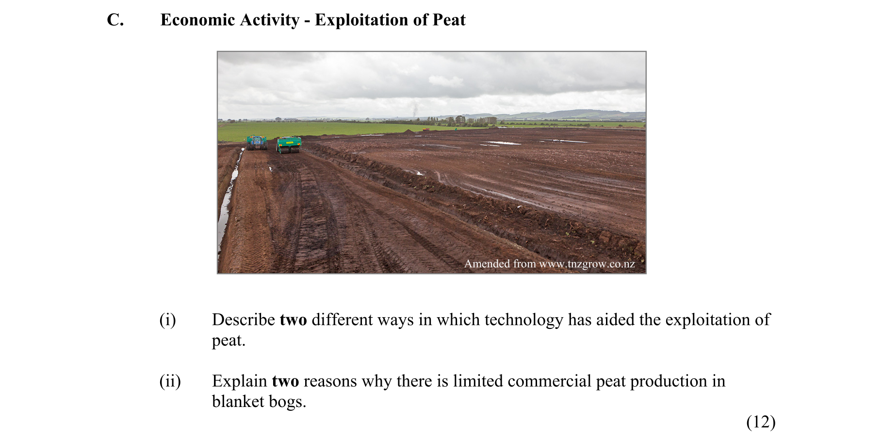 Economic-Activity---Exploitation-of-Peat--(i)-Describe-two-different-ways-in-which-technology-has-aided-the-exploitation-of-peat-Junior Cycle Geography-Question C-2016.png