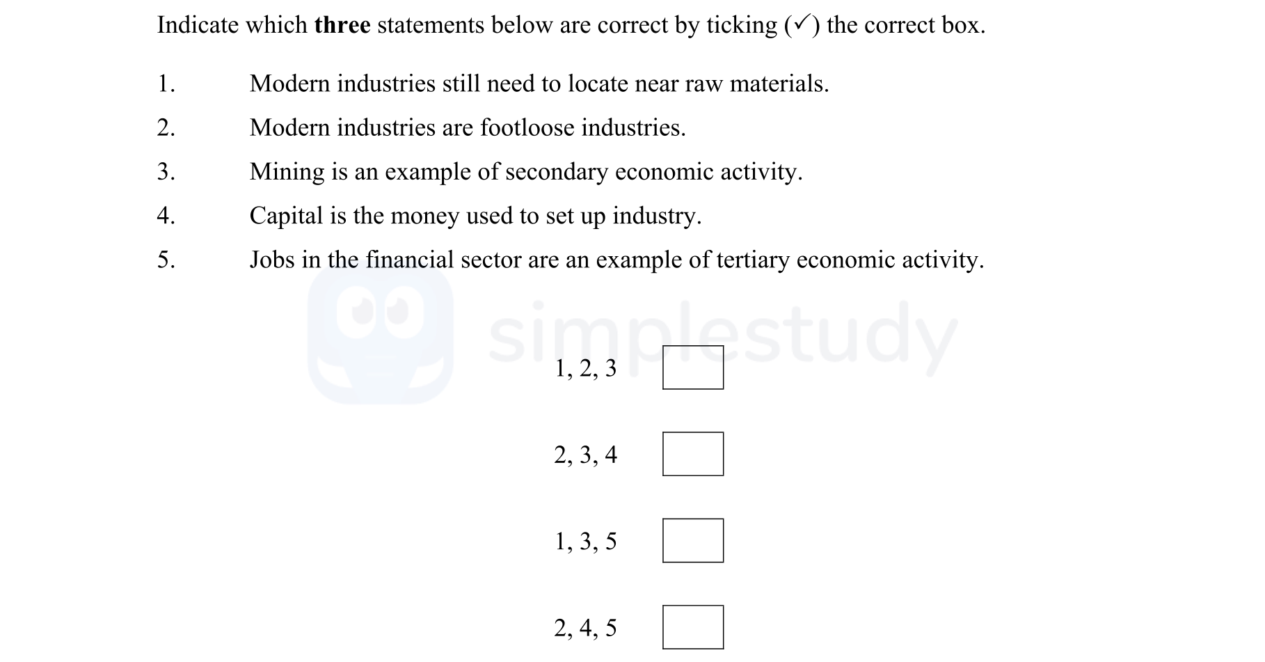 Indicate-which-three-statements-below-are-correct-by-ticking-(✓)-the-correct-box-Junior Cycle Geography-Question Question 1-2011.png