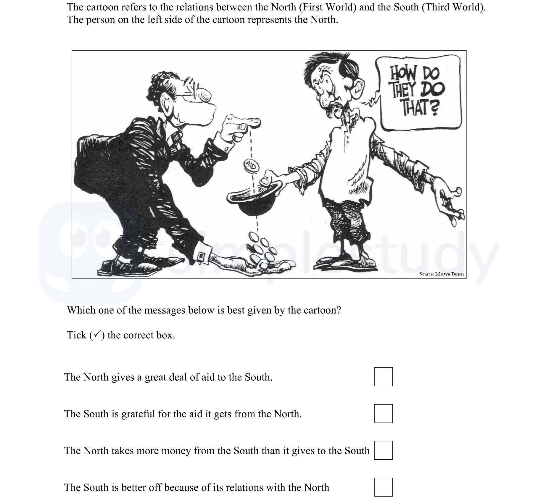 The-cartoon-refers-to-the-relations-between-the-North-(First-World)-and-the-South-(Third-World)-Junior Cycle Geography-Question 13B-2008.png