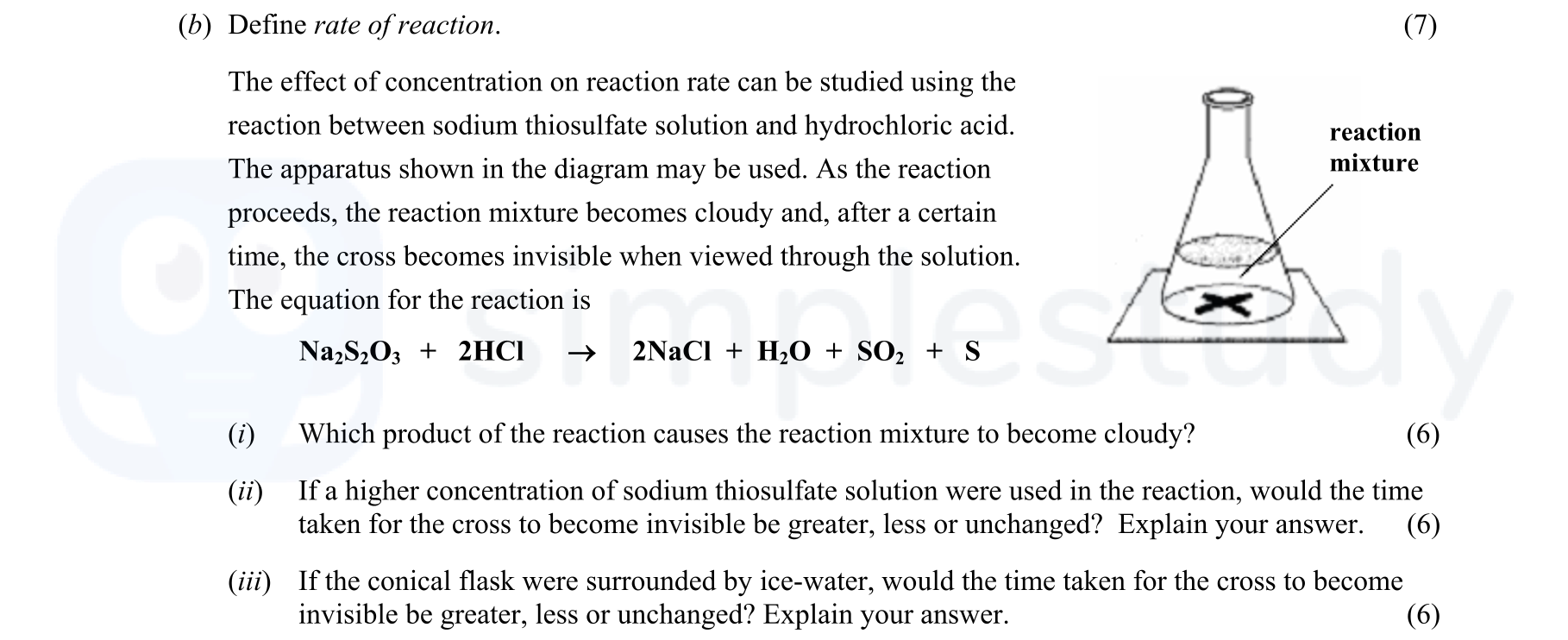 Define-rate-of-reaction-Leaving Cert Chemistry-Question b-2006.png