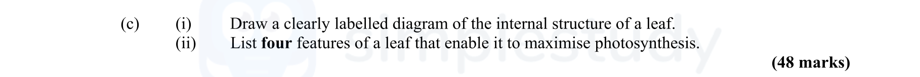 Draw-a-clearly-labelled-diagram-of-the-internal-structure-of-a-leaf-Leaving Cert Agricultural Science-Question c-2013.png