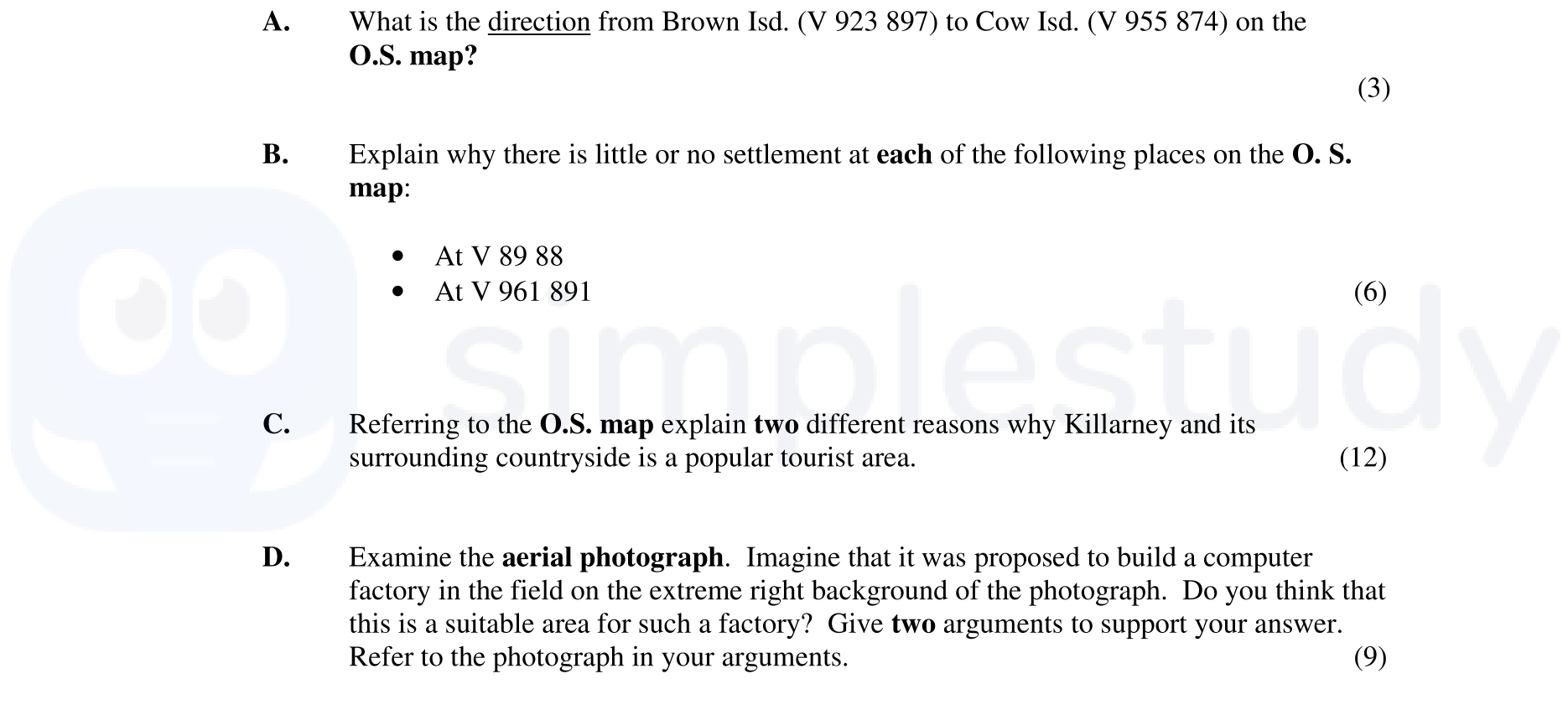 What-is-the-direction-from-Brown-Isld-Junior Cycle Geography-Question A-2006.png