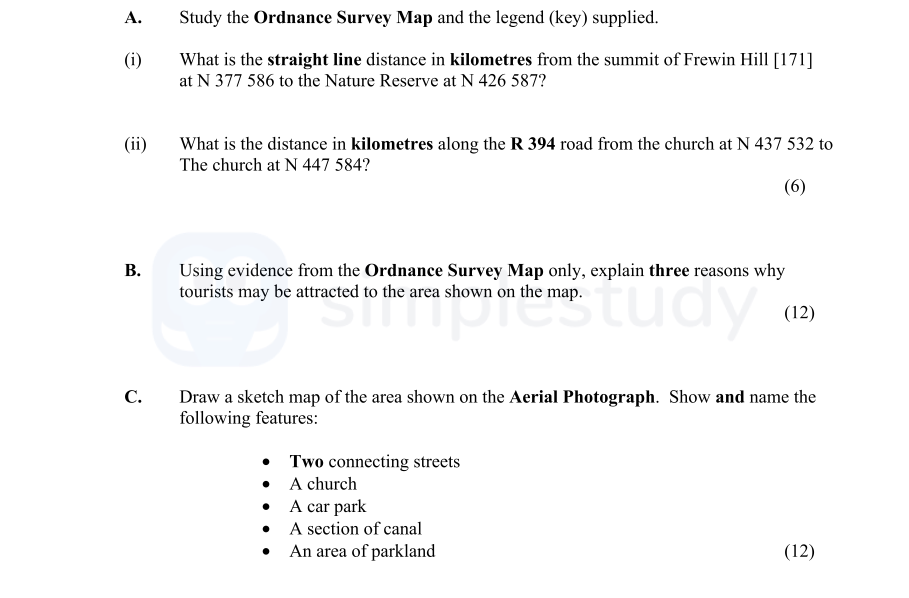 Study-the-Ordnance-Survey-Map-and-the-legend-(key)-supplied-Junior Cycle Geography-Question A-2005.png