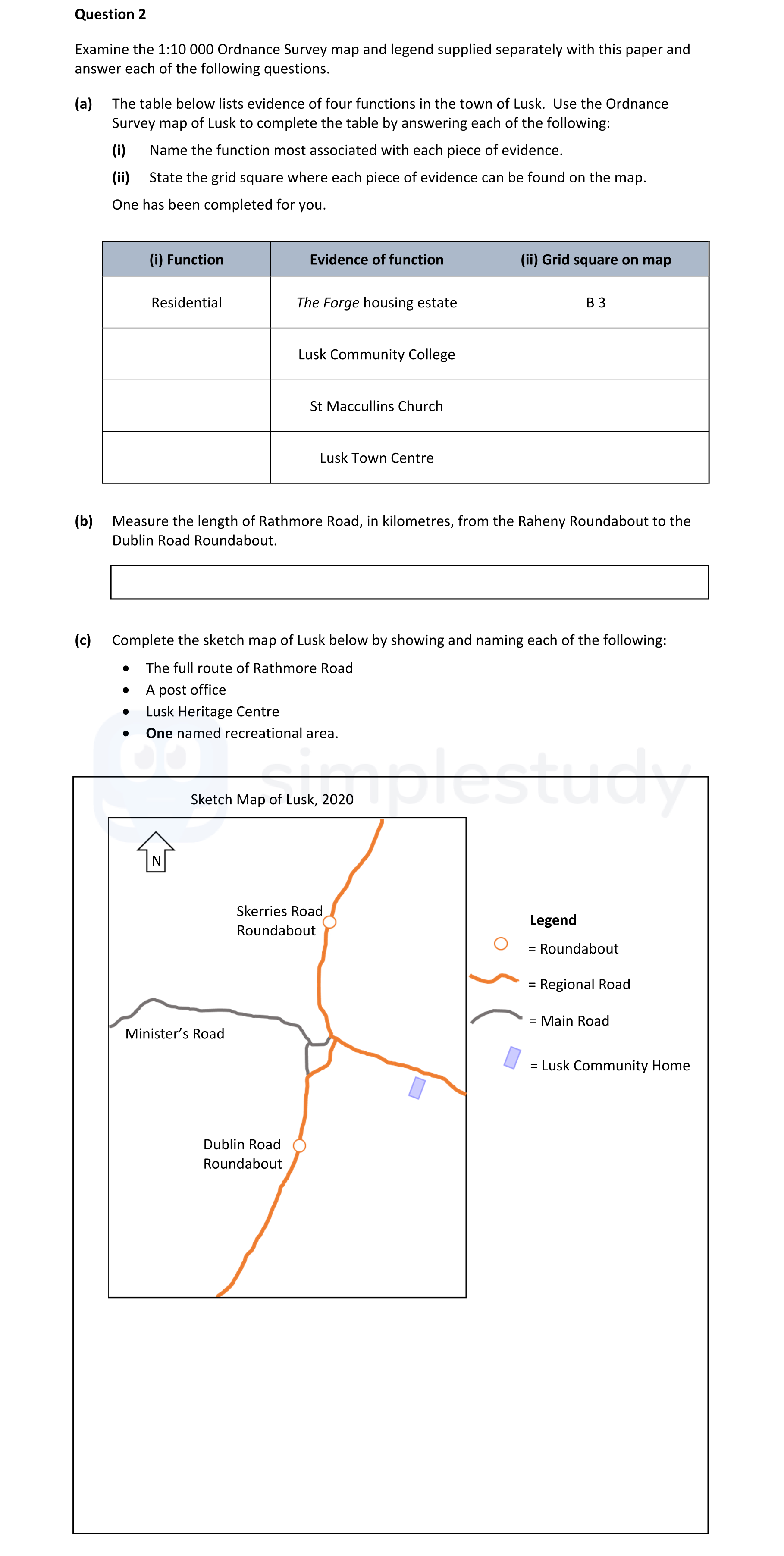 Examine-the-1:10,000-Ordnance-Survey-map-and-legend-supplied-separately-with-this-paper-and-answer-each-of-the-following-questions-Junior Cycle Geography-Question 2-2022.png