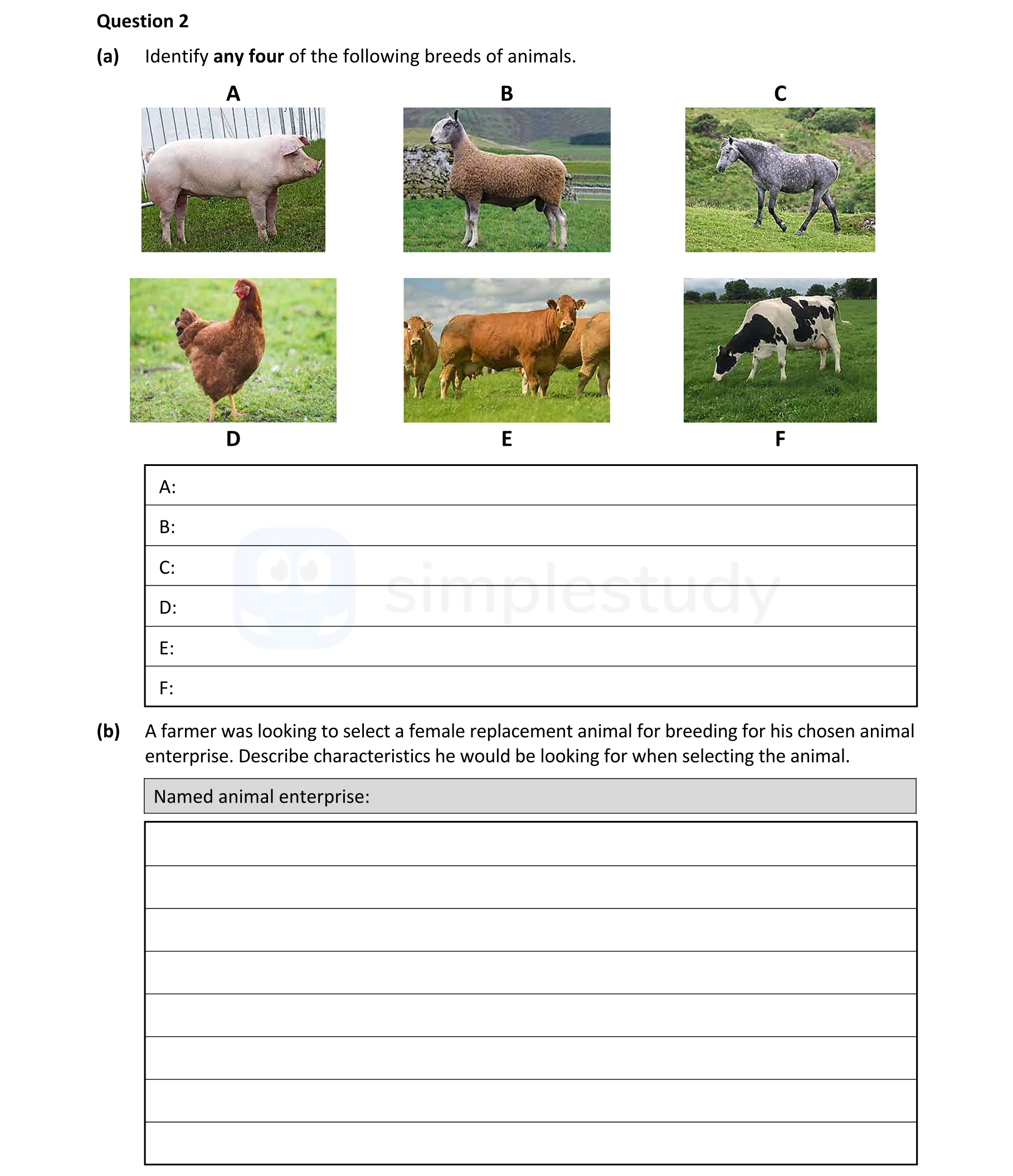 a)-Identify-any-four-of-the-following-breeds-of-animals-Leaving Cert Agricultural Science-Question 2-2022.png