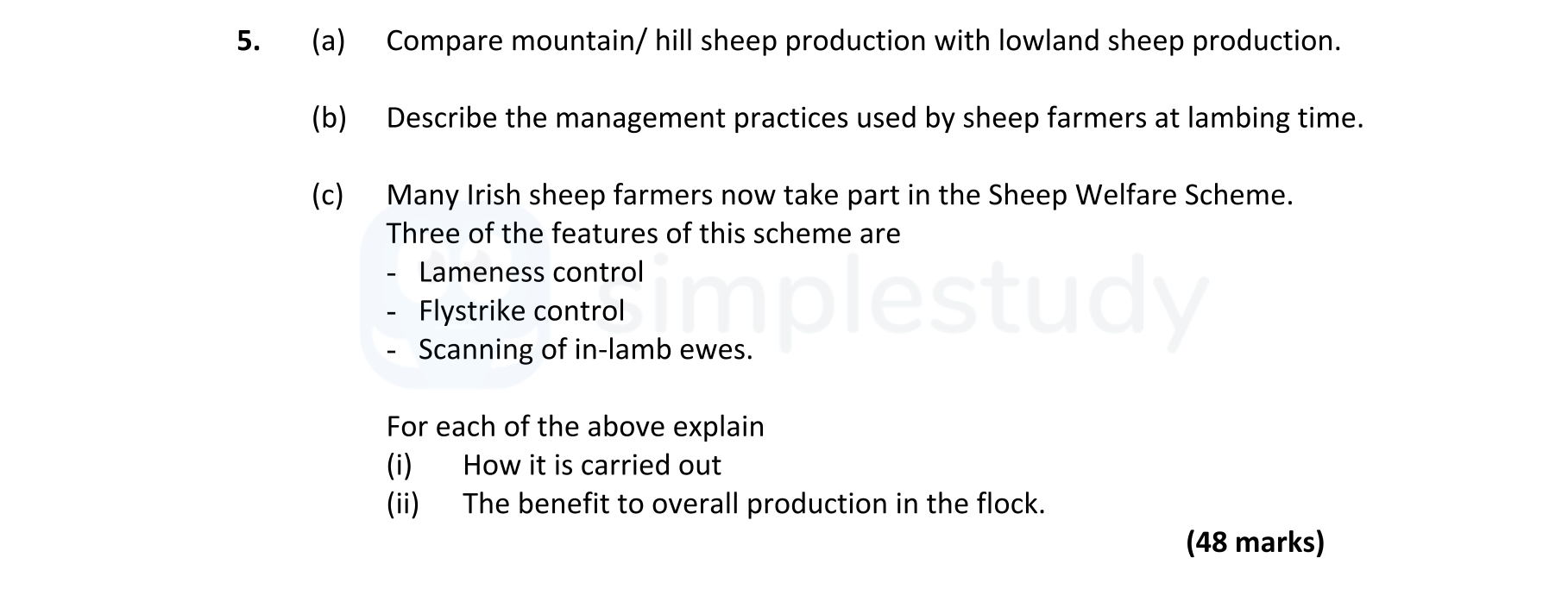 5.-(a)-Compare-mountain/hill-sheep-production-with-lowland-sheep-production-Leaving Cert Agricultural Science-Question 5-2018.png