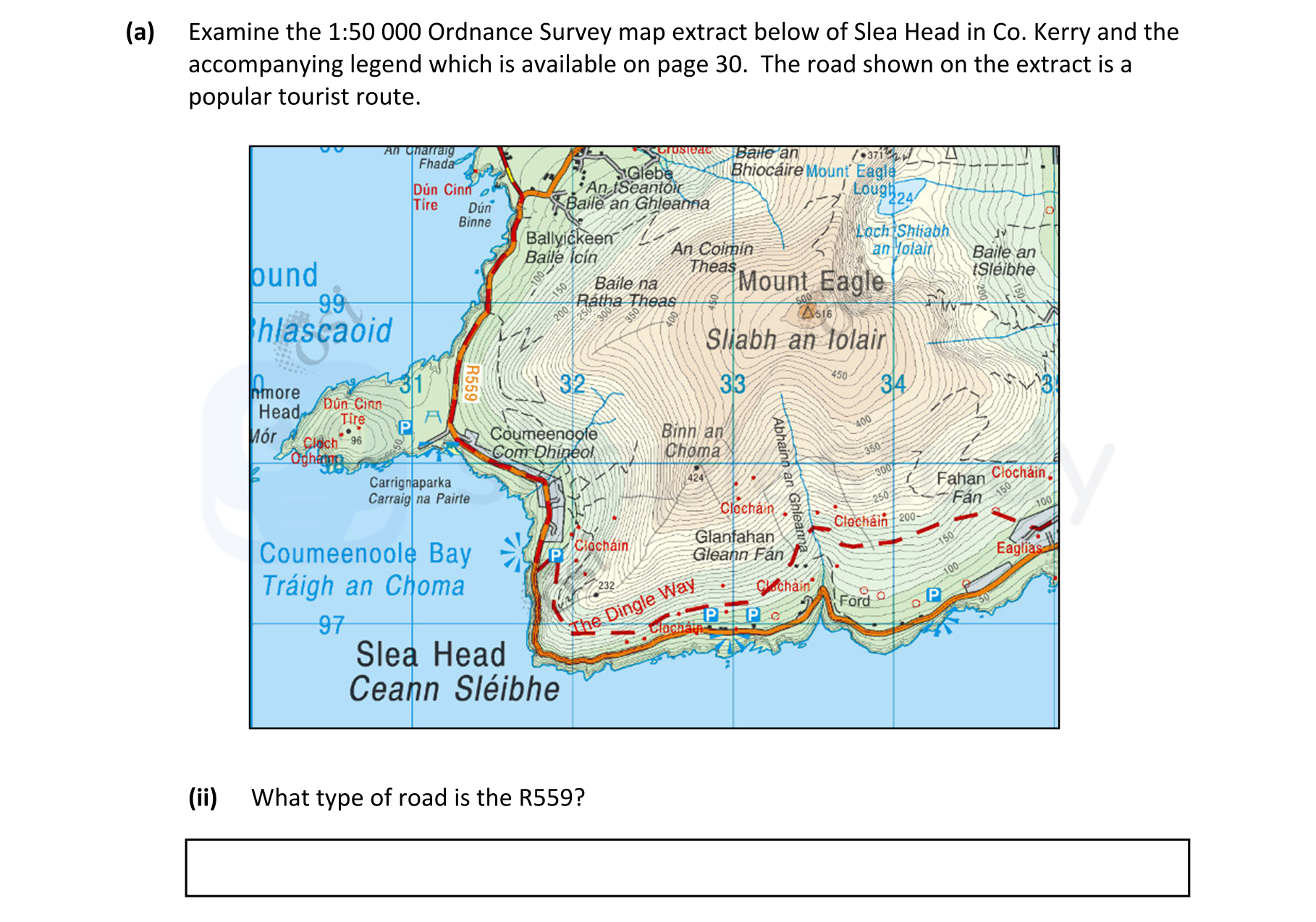 What-type-of-road-is-the-R559?-Junior Cycle Geography-Question (ii)-2022.png