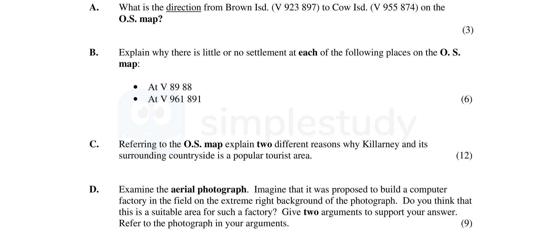 A.-What-is-the-direction-from-Brown-Isd-Junior Cycle Geography-Question A-2006.png
