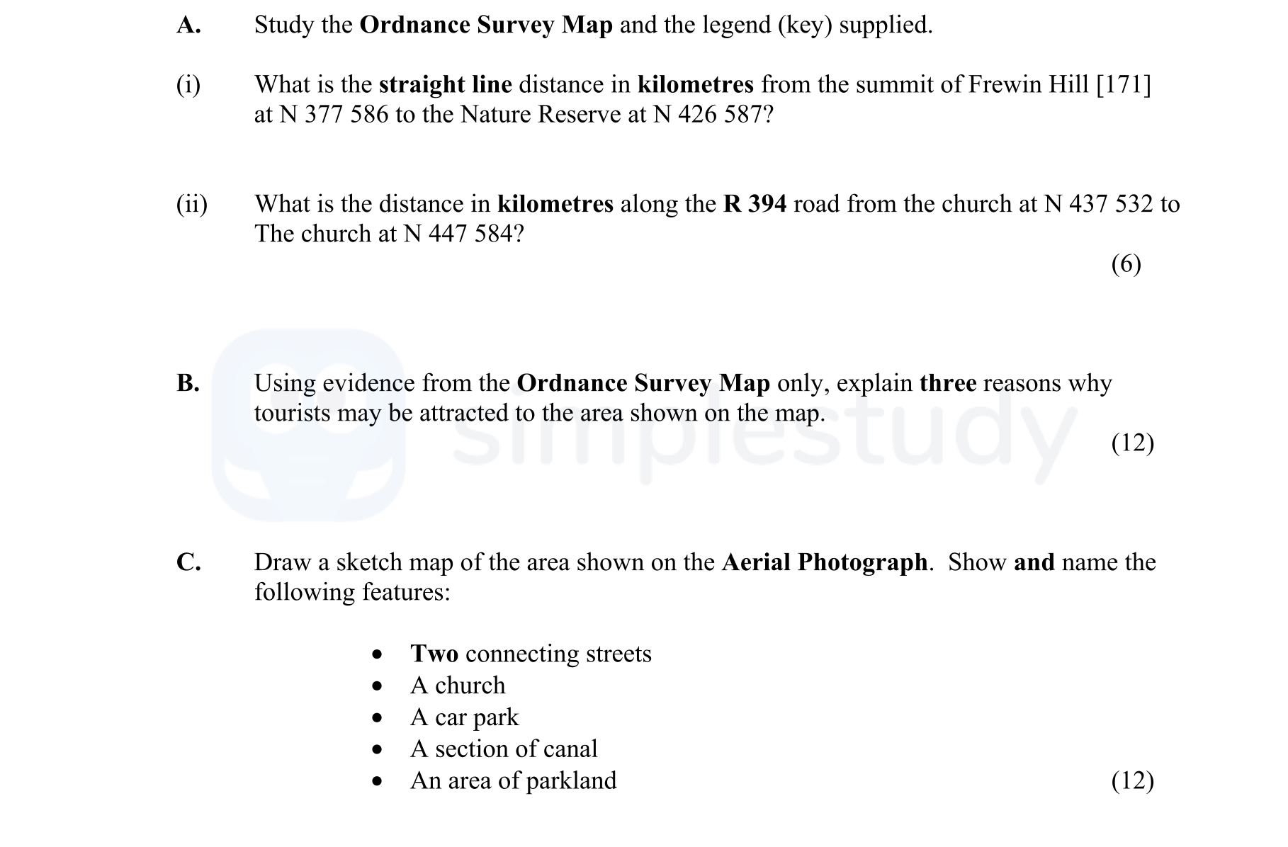 Study-the-Ordnance-Survey-Map-and-the-legend-(key)-supplied-Junior Cycle Geography-Question A-2005.png
