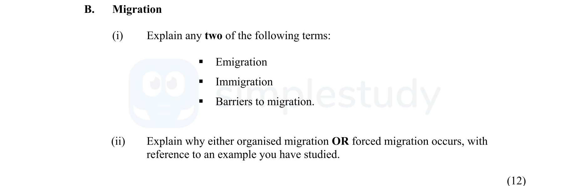 Migration--(i)-Explain-any-two-of-the-following-terms:----Emigration---Immigration---Barriers-to-migration-Junior Cycle Geography-Question B-2011.png
