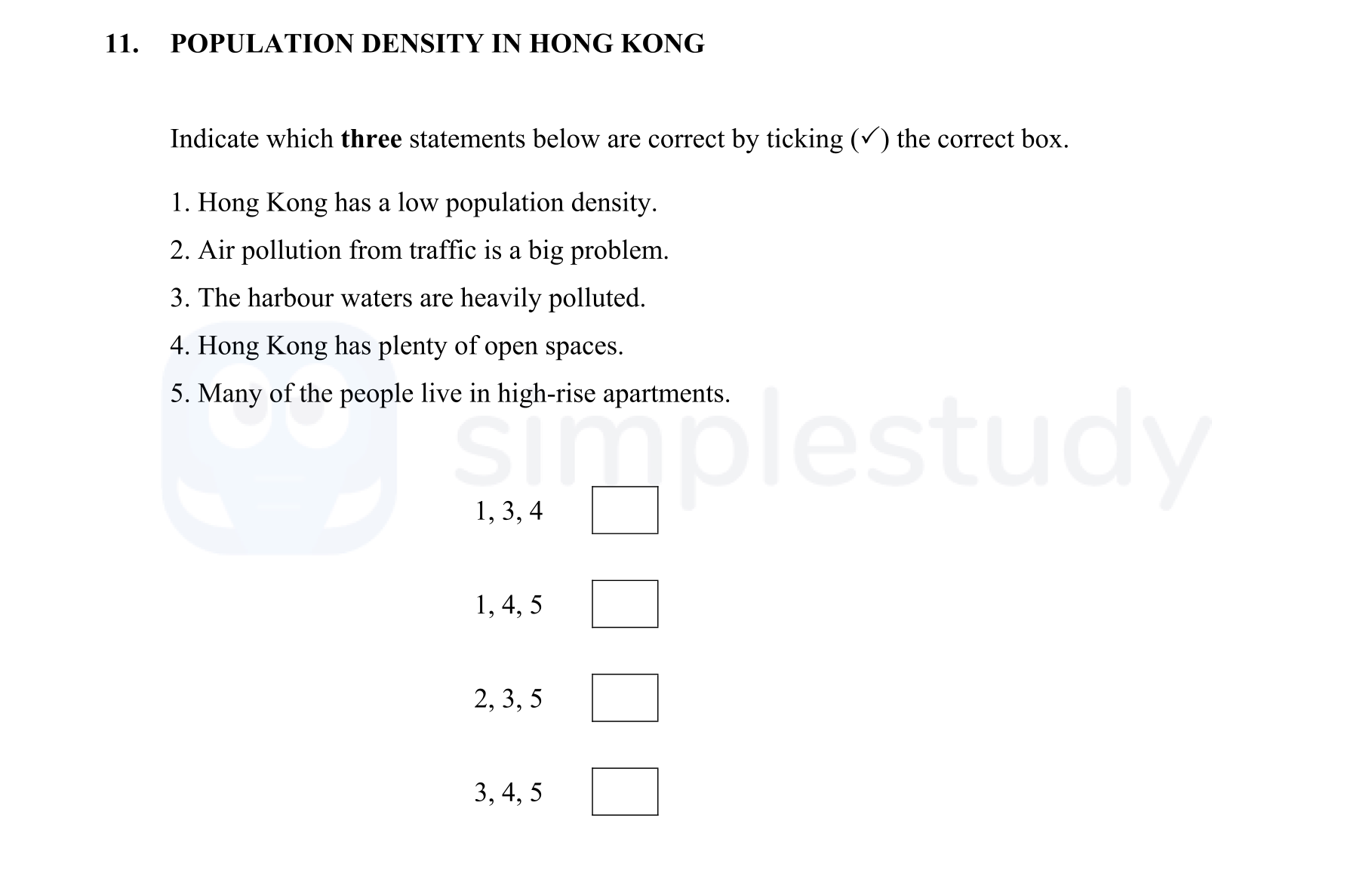 POPULATION-DENSITY-IN-HONG-KONG--Indicate-which-three-statements-below-are-correct-by-ticking-(✓)-the-correct-box-Junior Cycle Geography-Question 11-2010.png