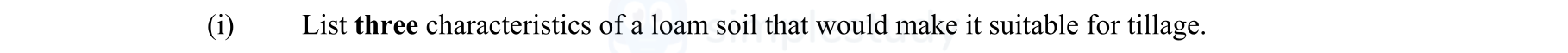 List-three-characteristics-of-a-loam-soil-that-would-make-it-suitable-for-tillage.-Leaving Cert Agricultural Science-Question 1(i)-2007.png