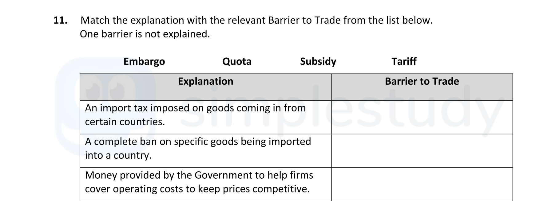 Match-the-explanation-with-the-relevant-Barrier-to-Trade-from-the-list-below-Leaving Cert Business-Question 11-2022.png