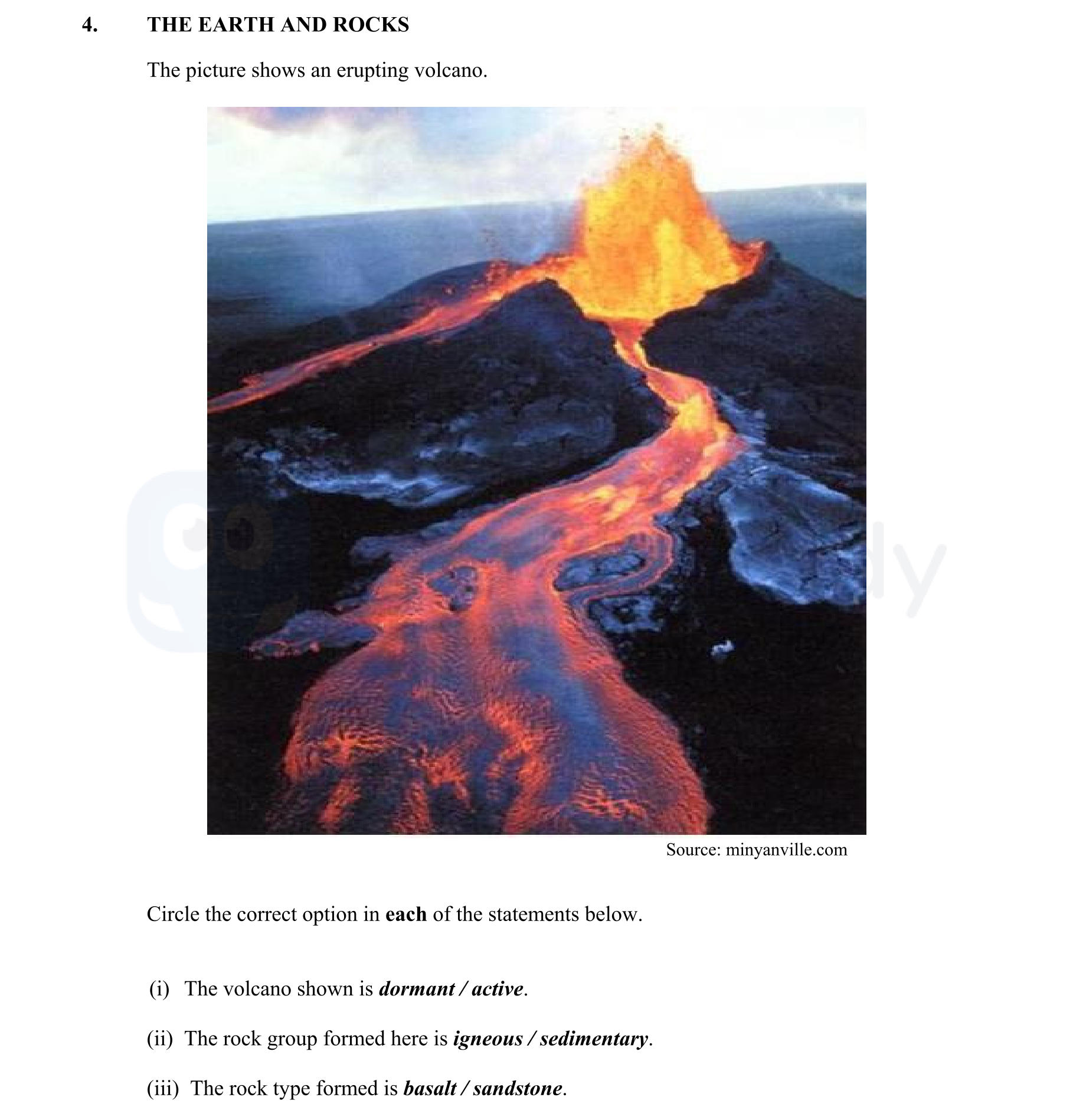 THE-EARTH-AND-ROCKS--The-picture-shows-an-erupting-volcano-Junior Cycle Geography-Question 4-2010.png