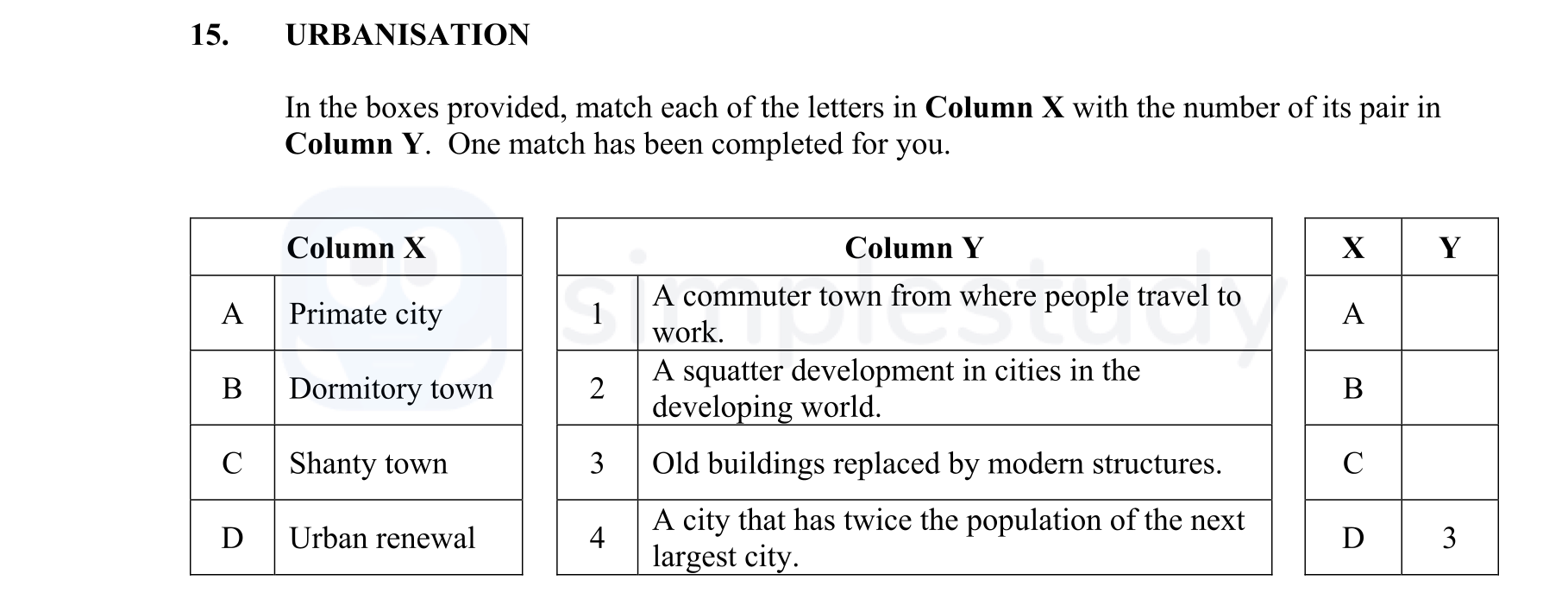 In-the-boxes-provided,-match-each-of-the-letters-in-Column-X-with-the-number-of-its-pair-in-Column-Y-Junior Cycle Geography-Question 15-2016.png