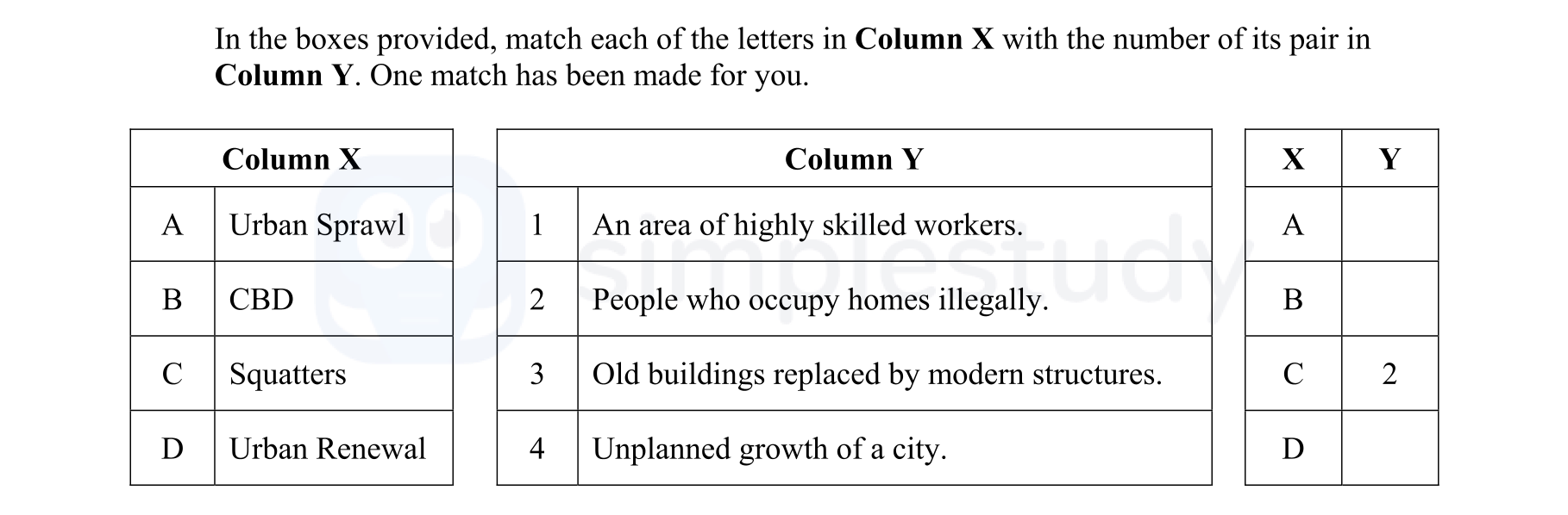 In-the-boxes-provided,-match-each-of-the-letters-in-Column-X-with-the-number-of-its-pair-in-Column-Y-Junior Cycle Geography-Question Question 1-2011.png