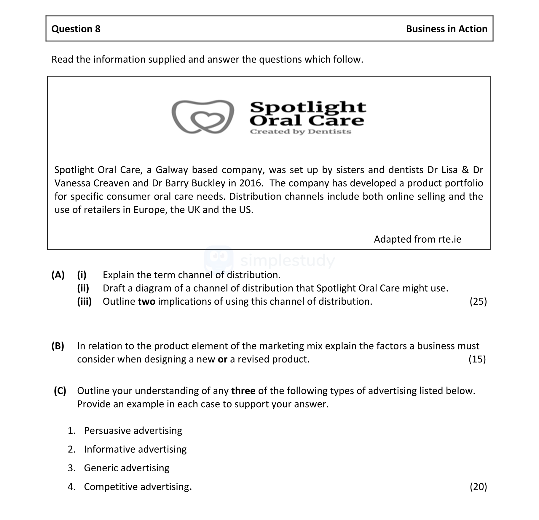 Spotlight-Oral-Care,-a-Galway-based-company,-was-set-up-by-sisters-and-dentists-Dr-Lisa-&-Dr-Vanessa-Creaven-and-Dr-Barry-Buckley-in-2016-Leaving Cert Business-Question 8-2022.png