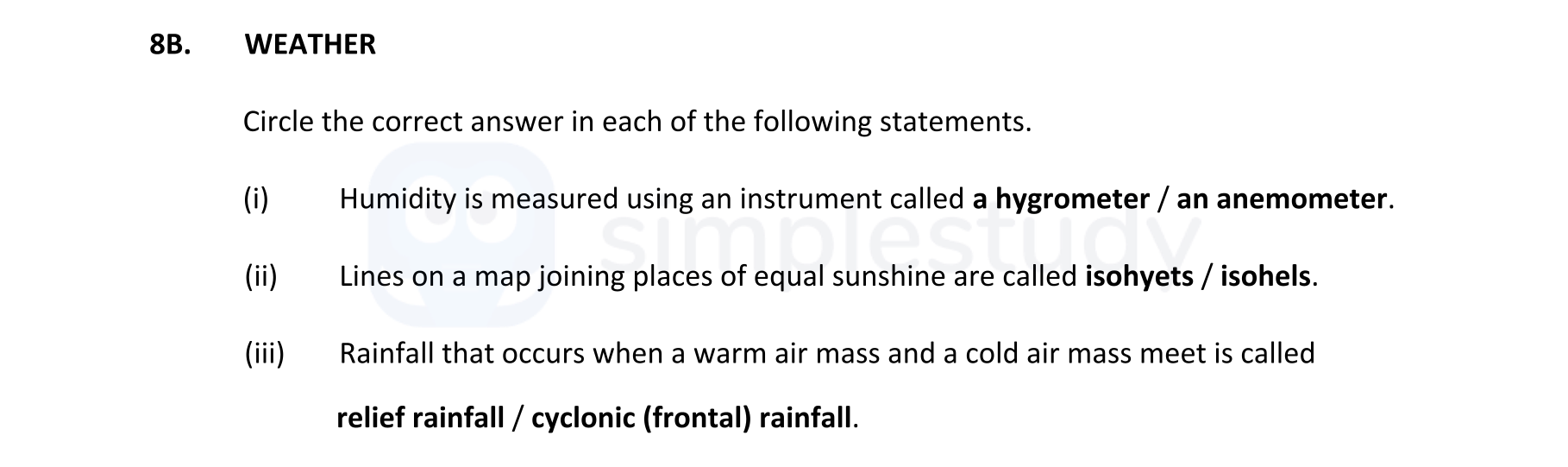 WEATHER--Circle-the-correct-answer-in-each-of-the-following-statements-Junior Cycle Geography-Question 88-2018.png