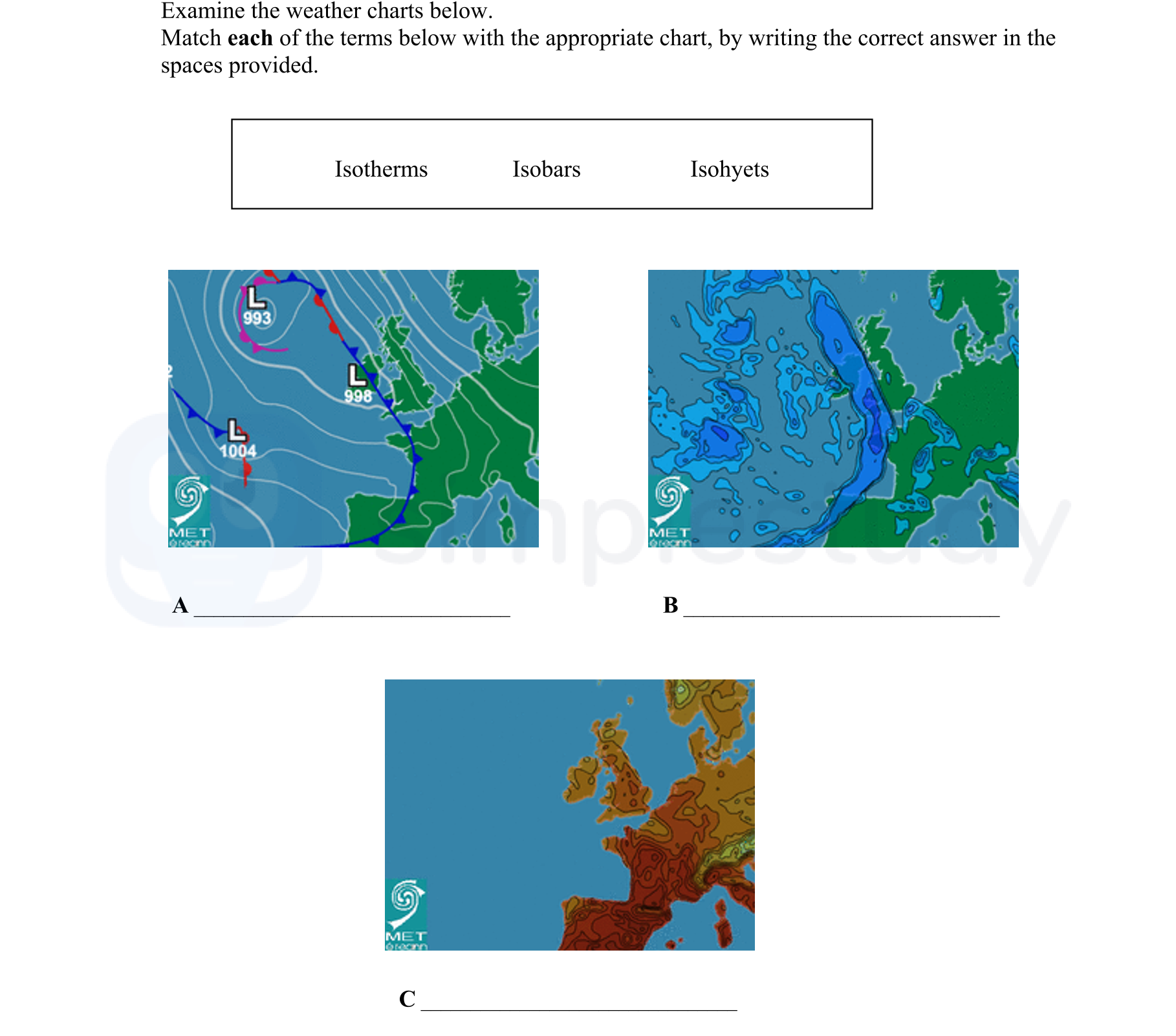 Examine-the-weather-charts-below-Junior Cycle Geography-Question 5-2011.png