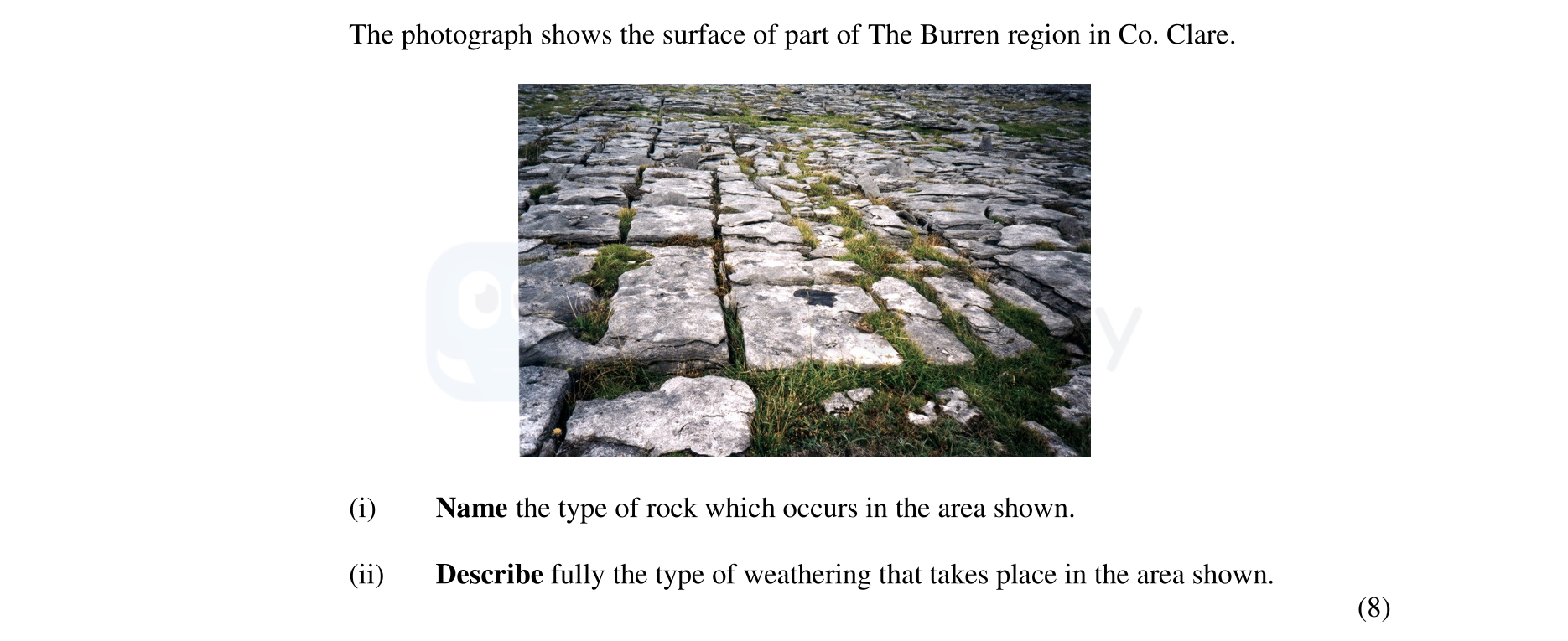 The-photograph-shows-the-surface-of-part-of-The-Burren-region-in-Co-Junior Cycle Geography-Question ii-2006.png