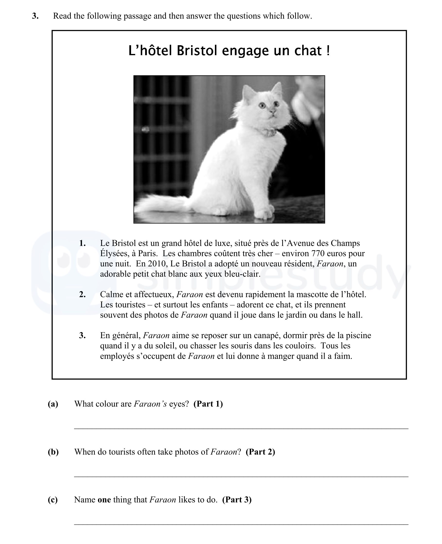 L’hôtel-Bristol-engage-un-chat-!--Le-Bristol-est-un-grand-hôtel-de-luxe,-situé-près-de-l’Avenue-des-Champs-Élysées,-à-Paris-Junior Cycle French-Question 3-2013.png